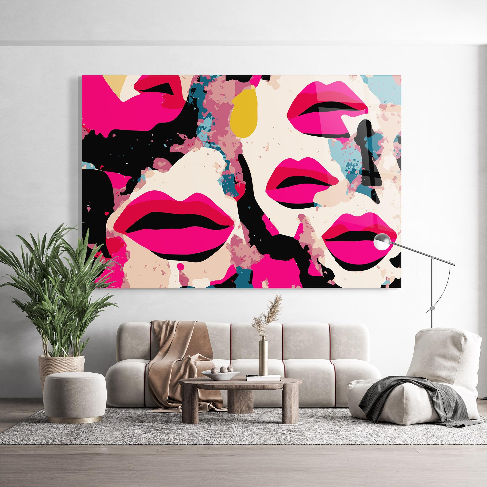 Tablou Sticla Pink Lips mockup 9