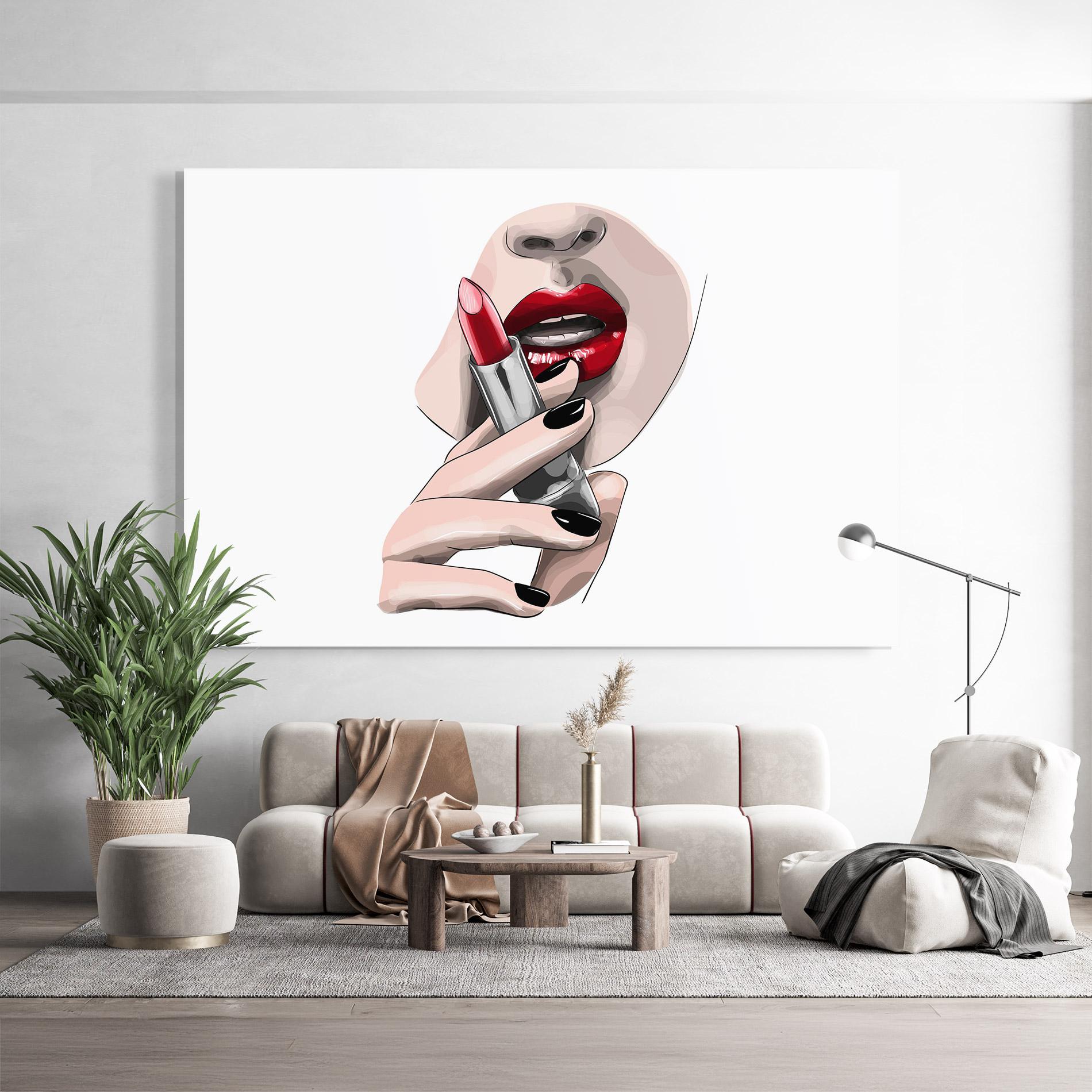 Tablou Sticla Red Lipstick mockup 9