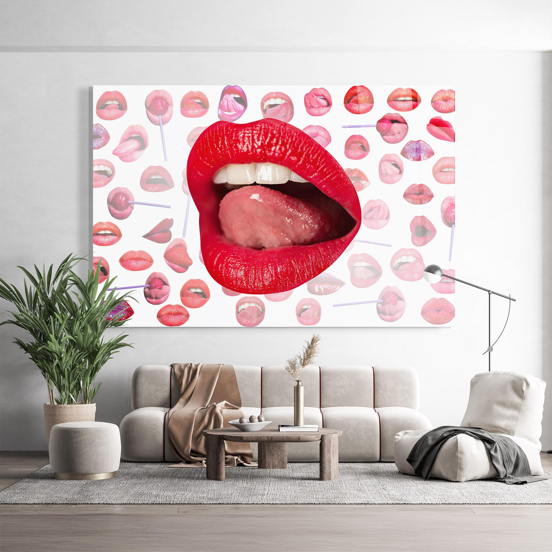 Tablou Sticla Sexy Tongue Licking mockup 9