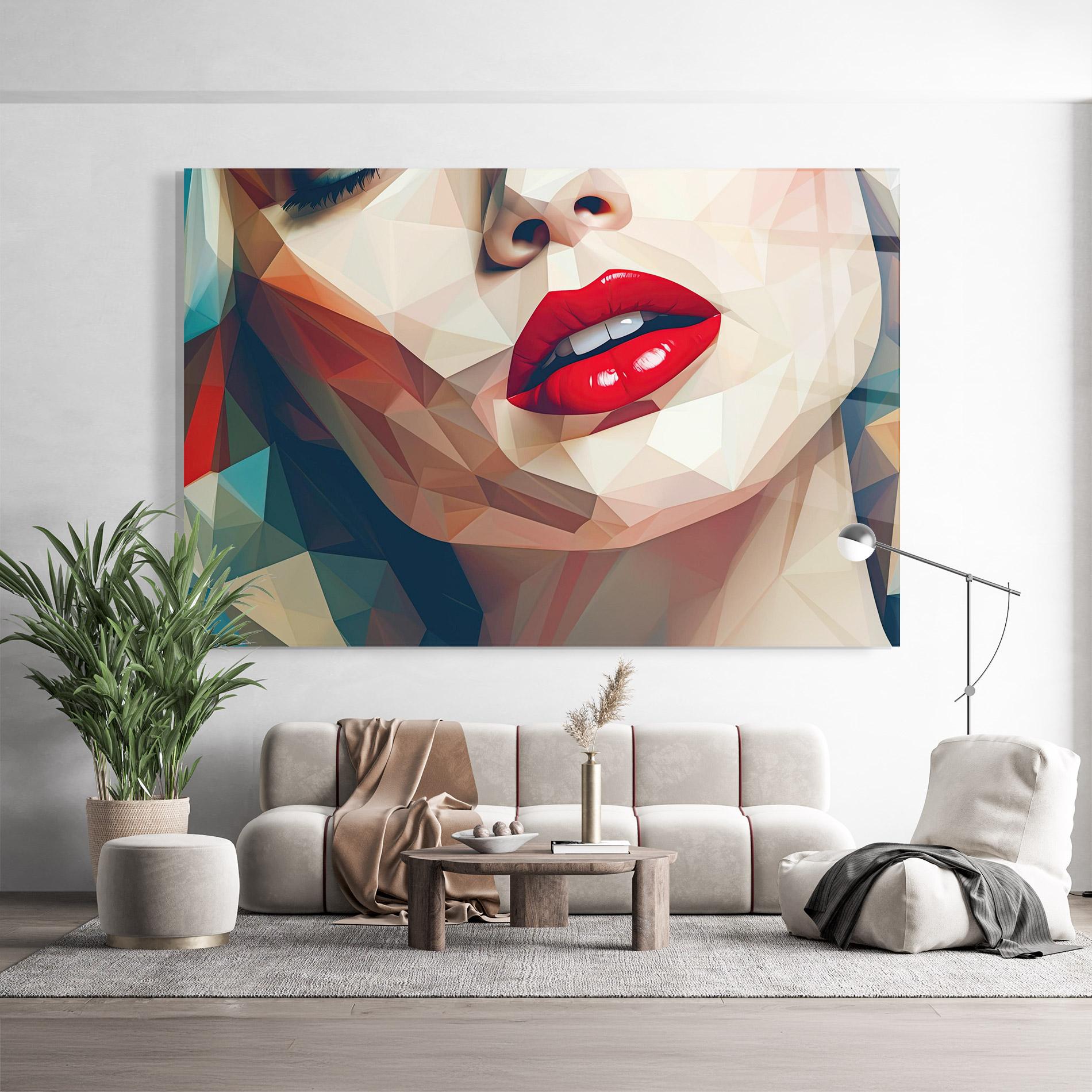 Tablou Sticla Triangular Lips mockup 9