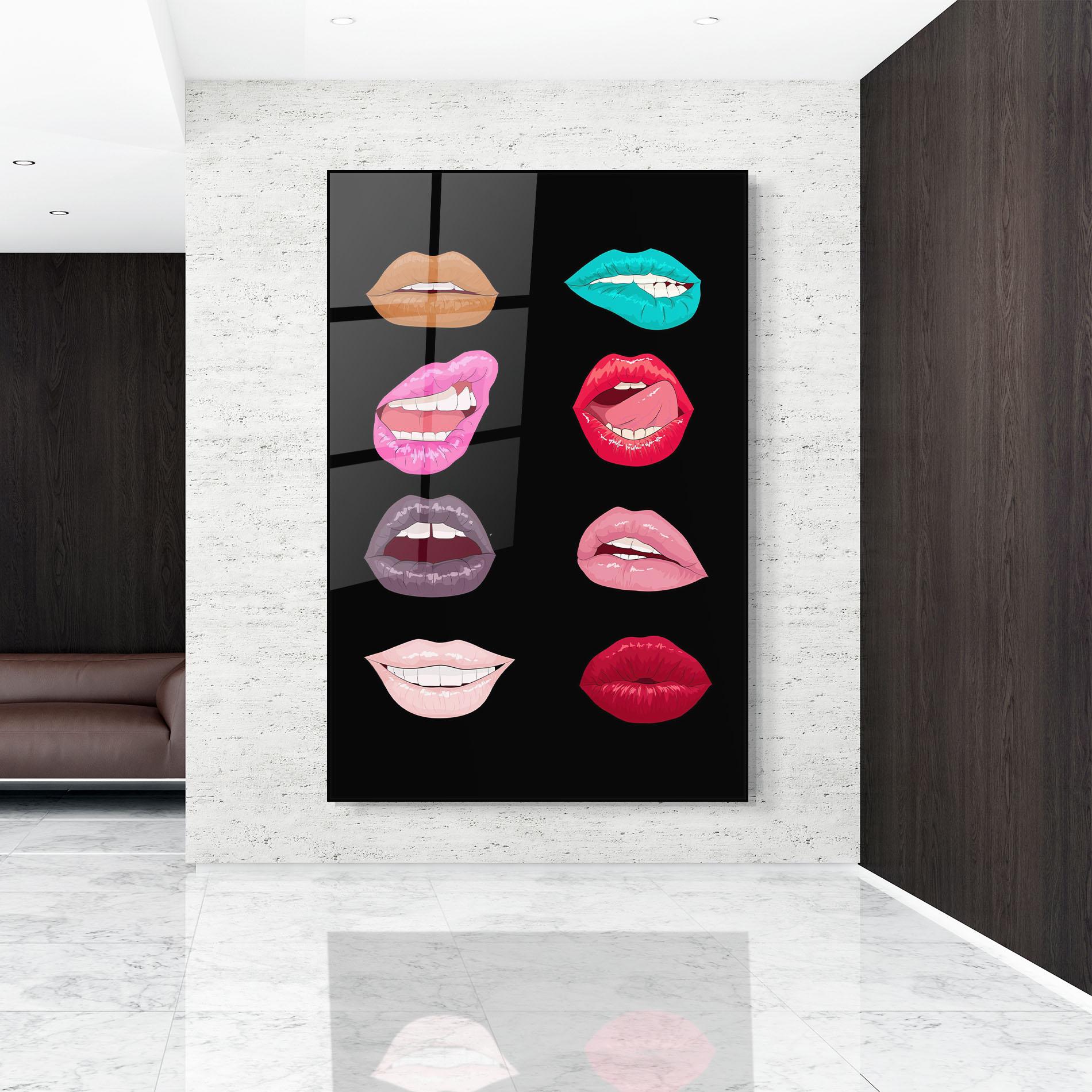 Tablou Sticla Colorful Lips mockup 9