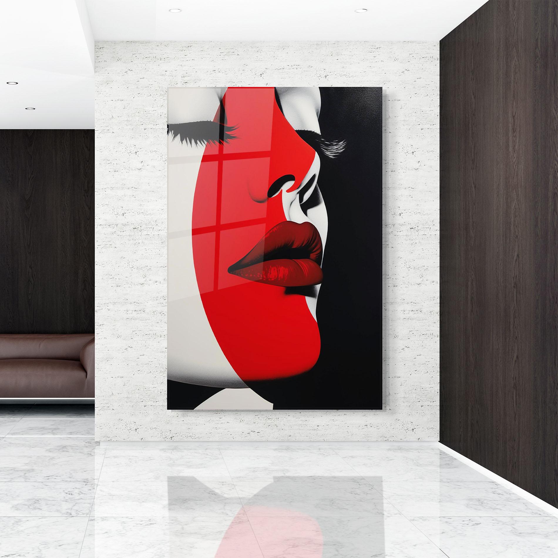 Tablou Sticla Dark Red Lips mockup 9