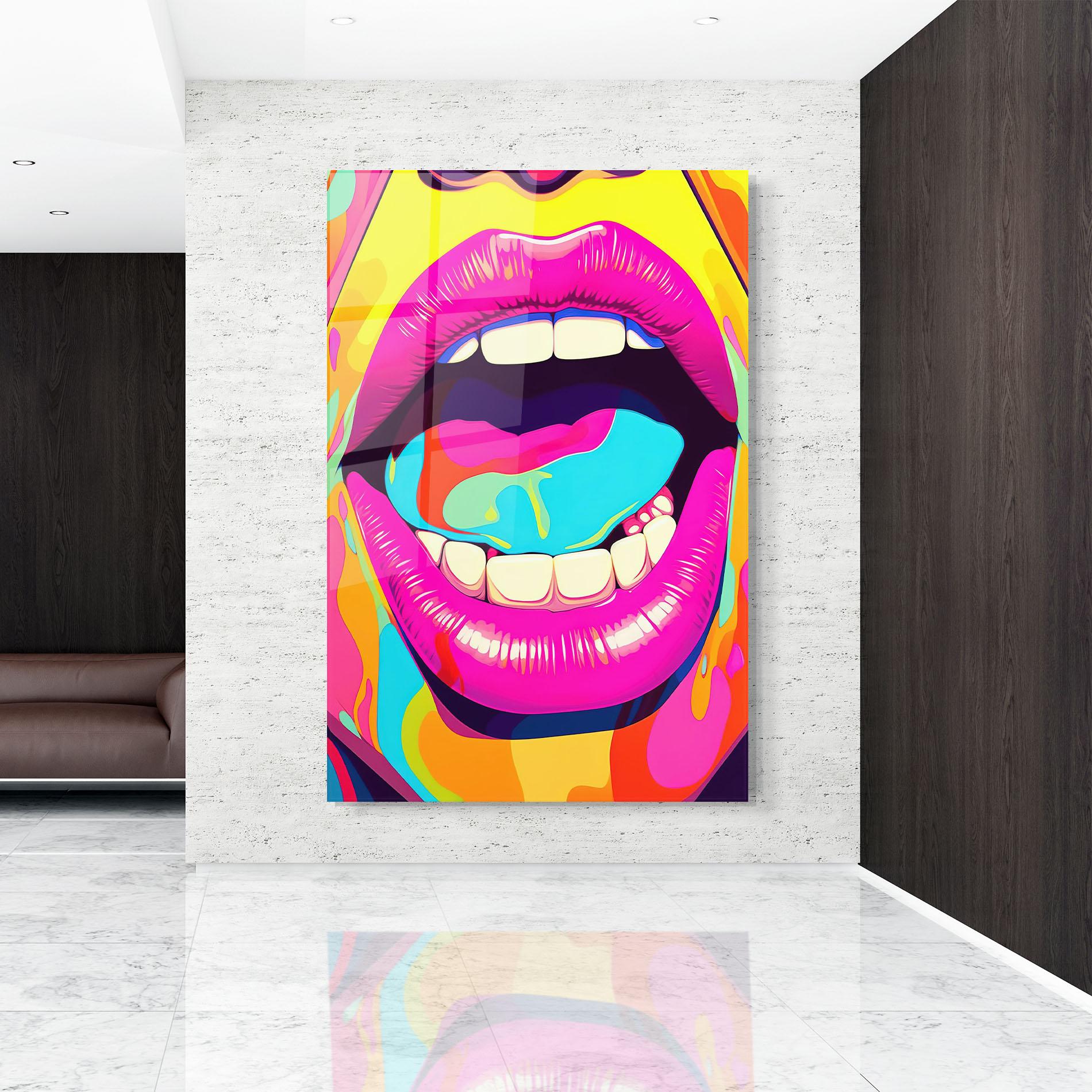 Tablou Sticla Pop Art Mouth mockup 9