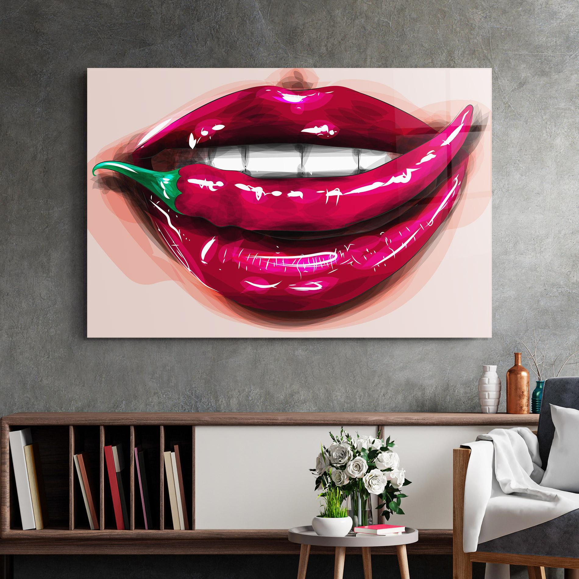 Tablou Sticla Chilli Lips mockup 2