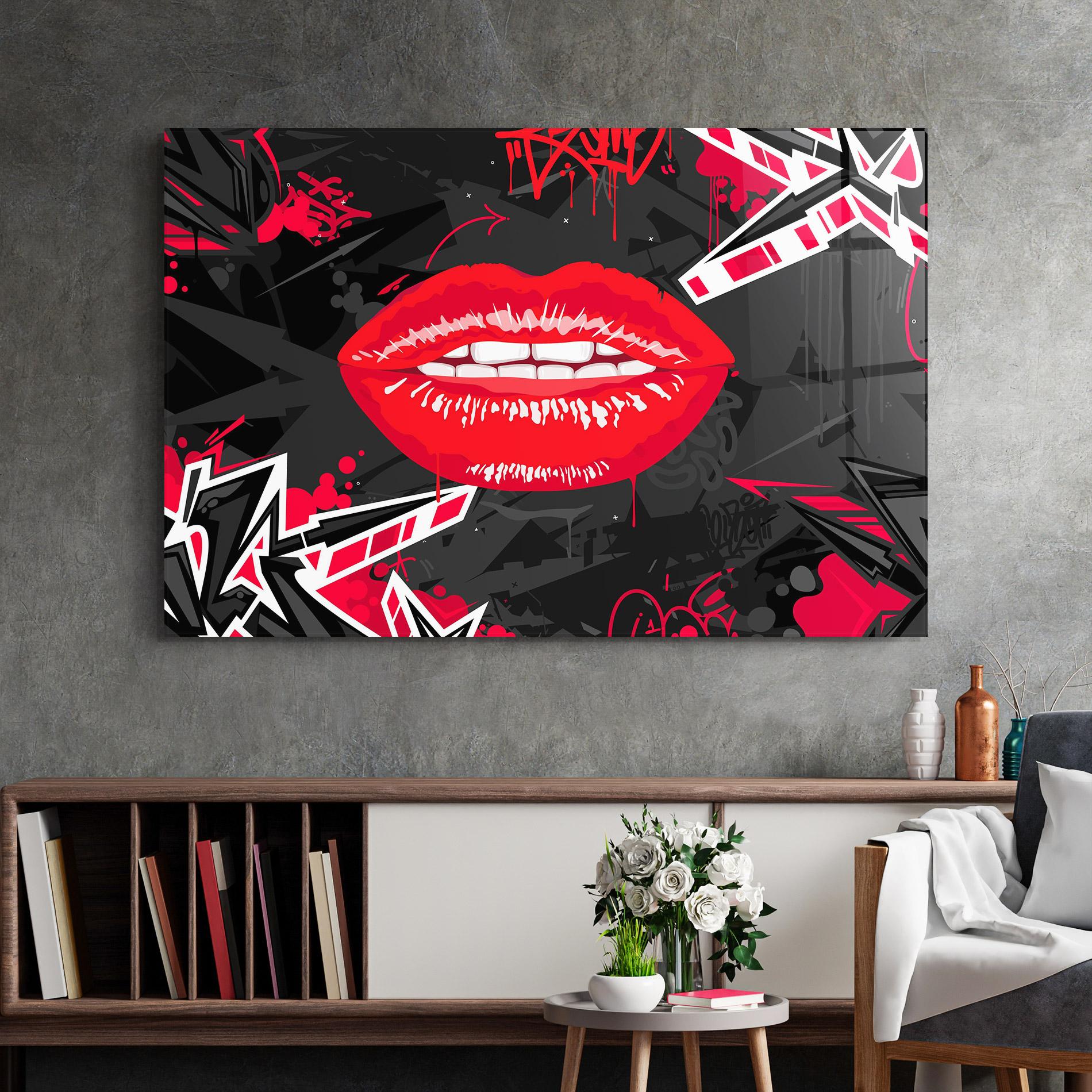 Tablou Sticla Lips Graff mockup 2