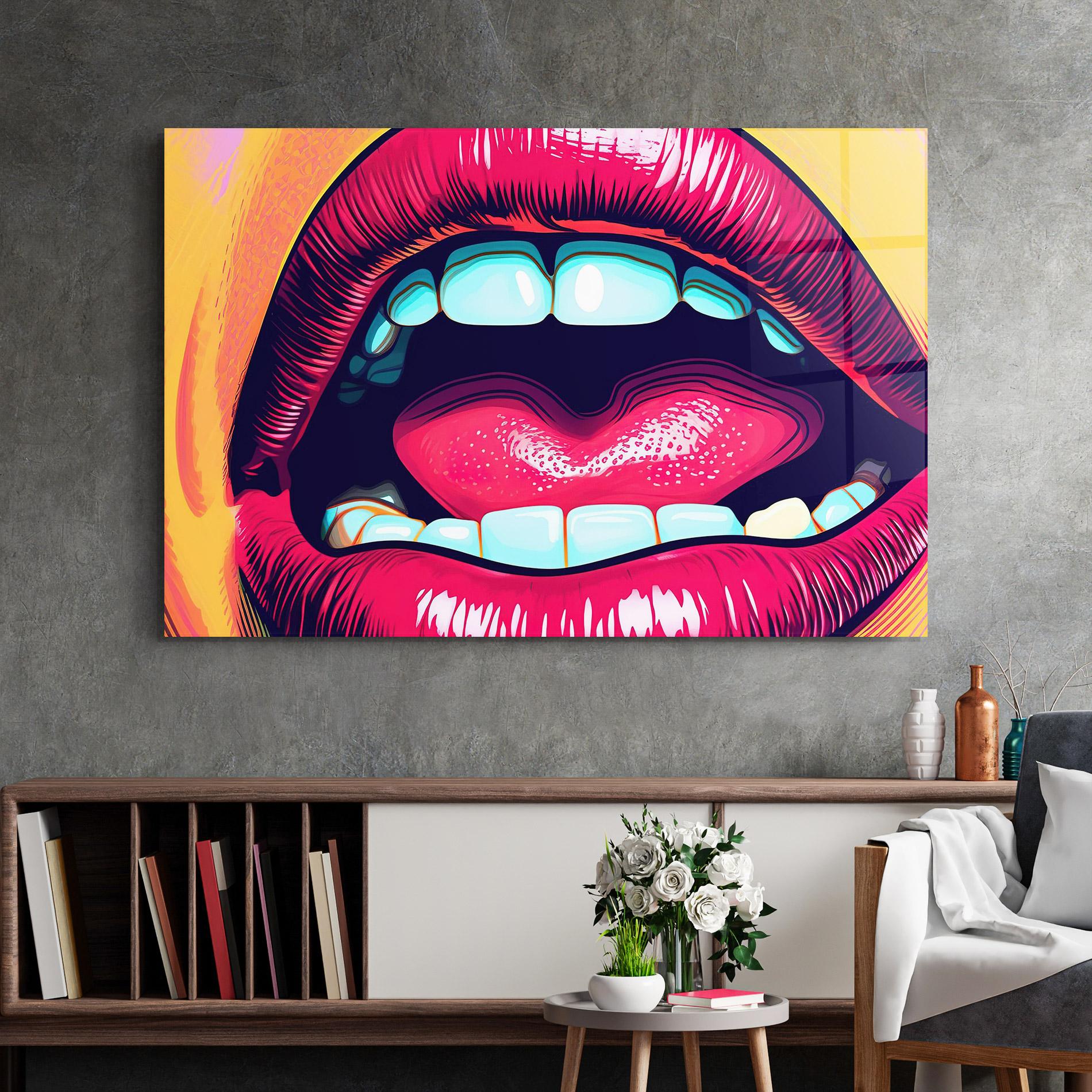 Tablou Sticla Lips Pop Art mockup 2