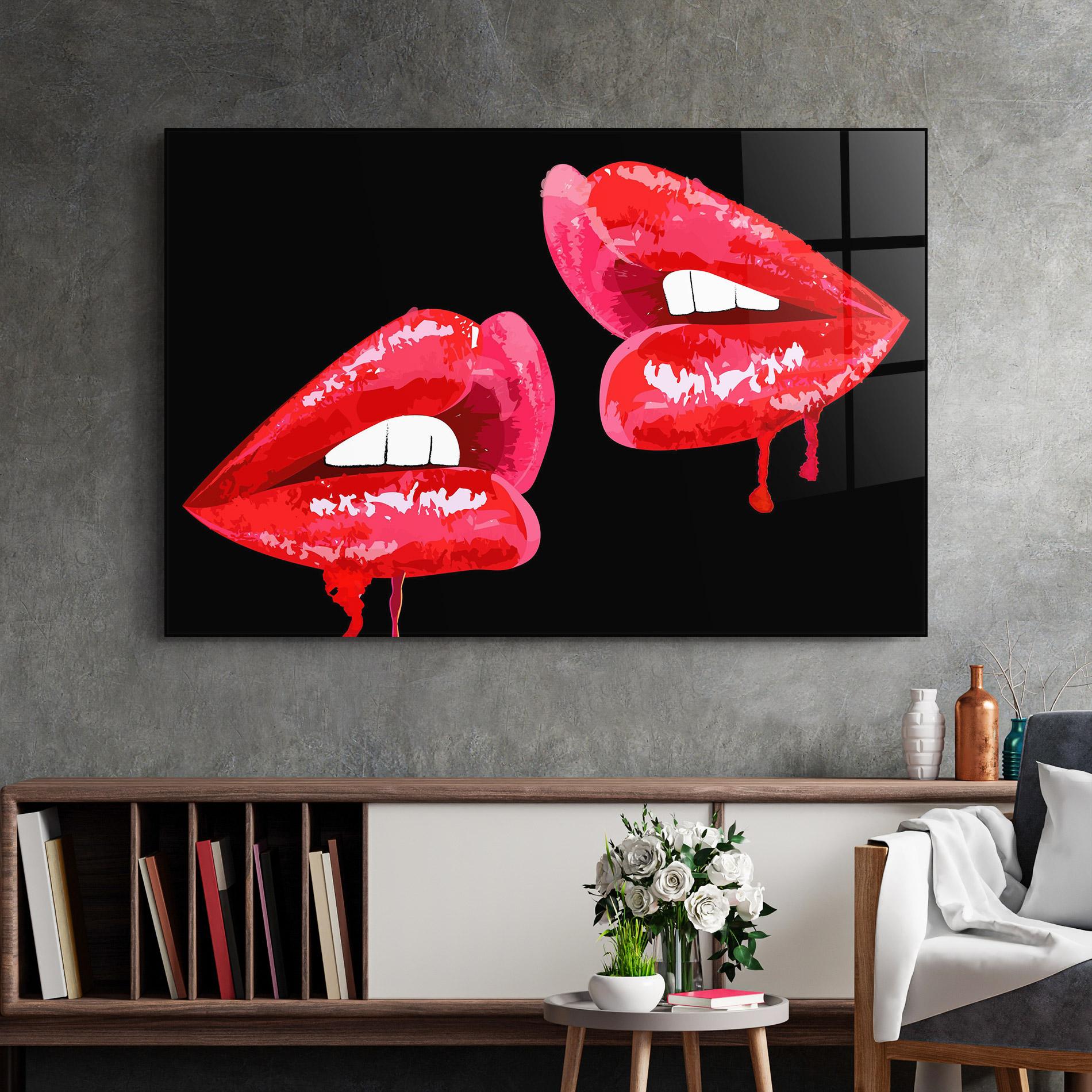 Tablou Sticla Lips Talking mockup 2