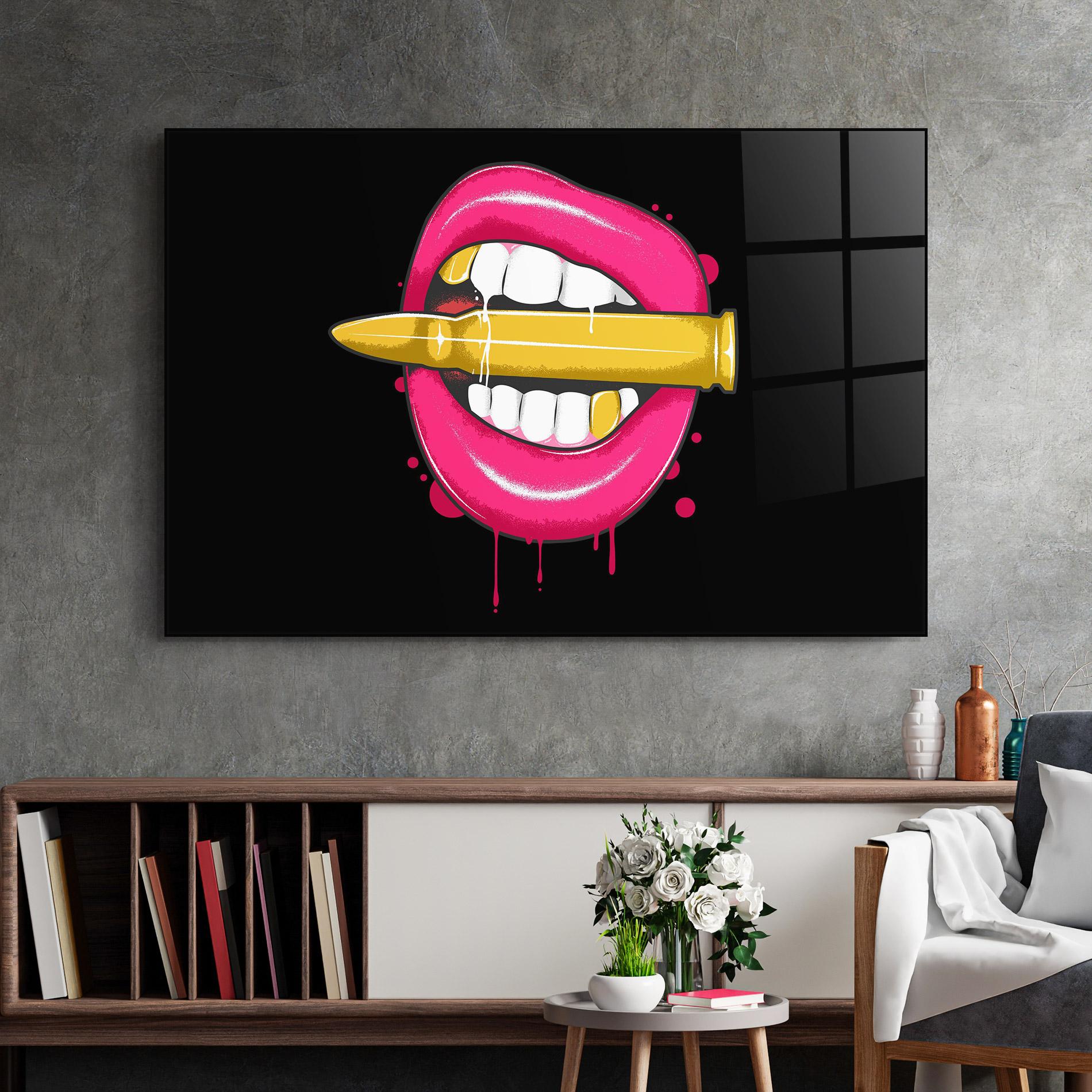 Tablou Sticla Pink Bullet Lips mockup 2