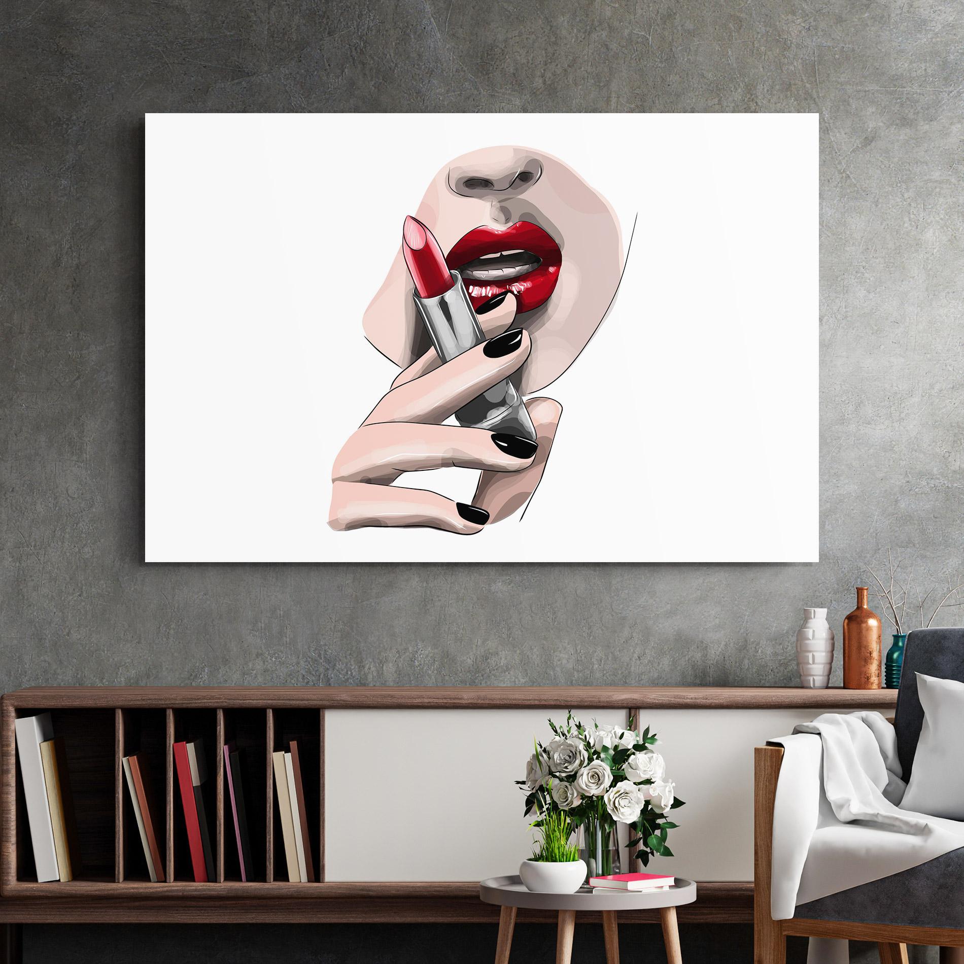 Tablou Sticla Red Lipstick mockup 2