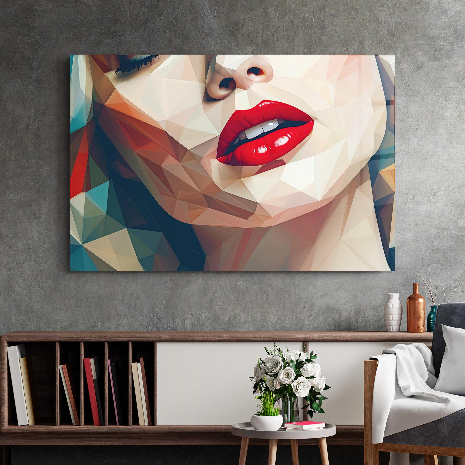 Tablou Sticla Triangular Lips mockup 2