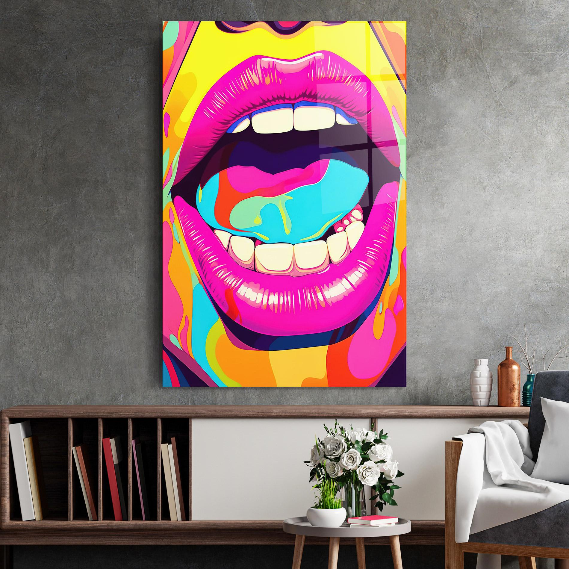 Tablou Sticla Pop Art Mouth mockup 2
