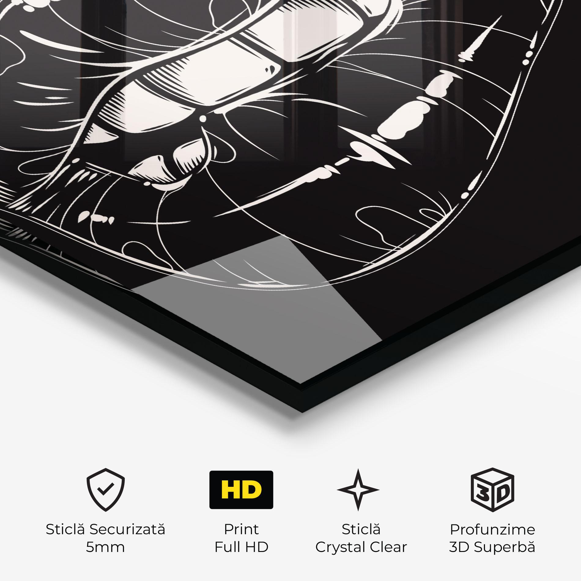 Tablou Sticla Lips On Black Art mockup 3