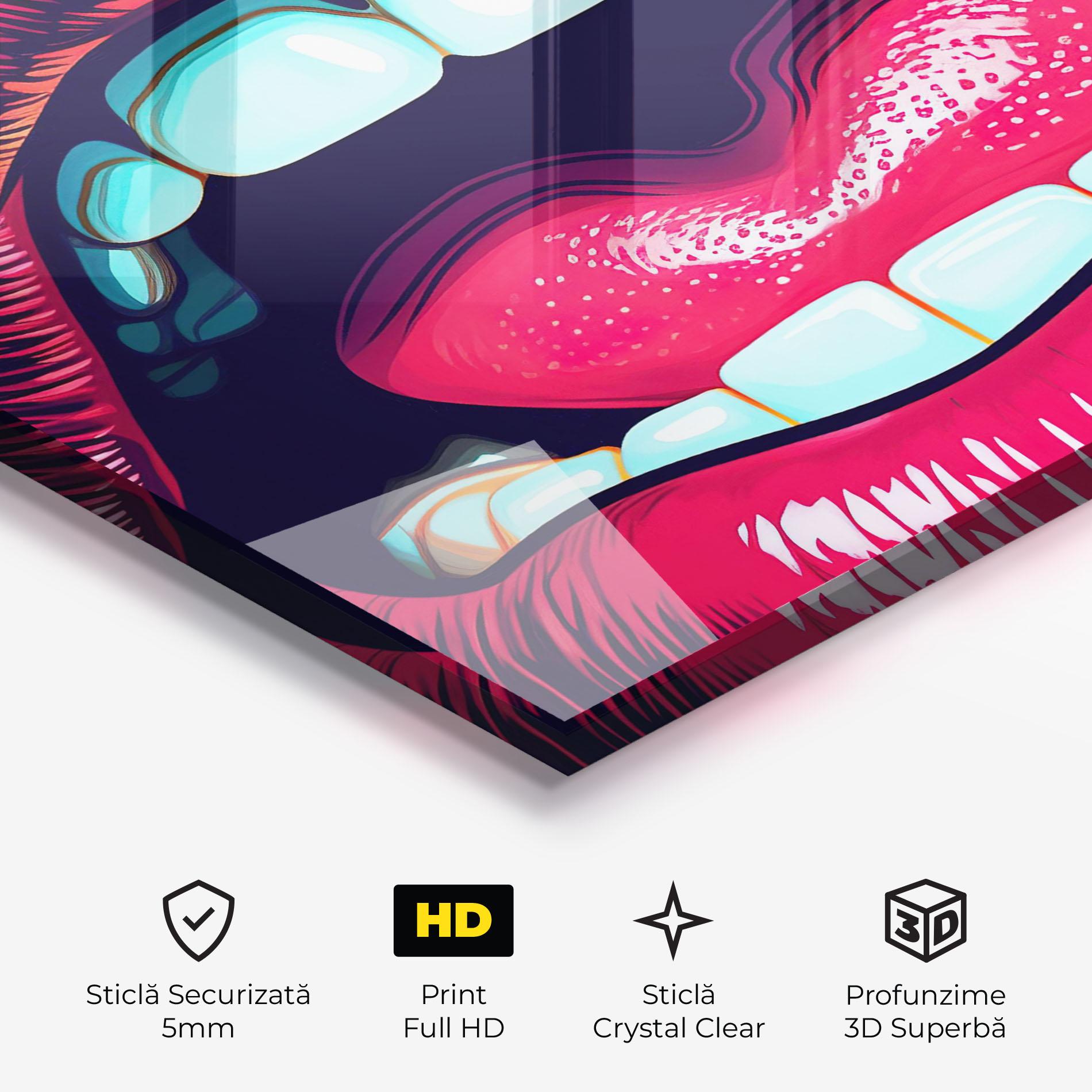 Tablou Sticla Lips Pop Art mockup 3