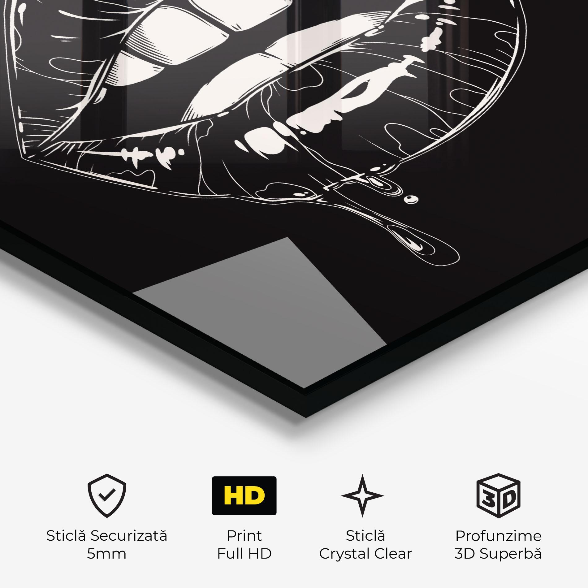 Tablou Sticla Open Lips On Black mockup 3