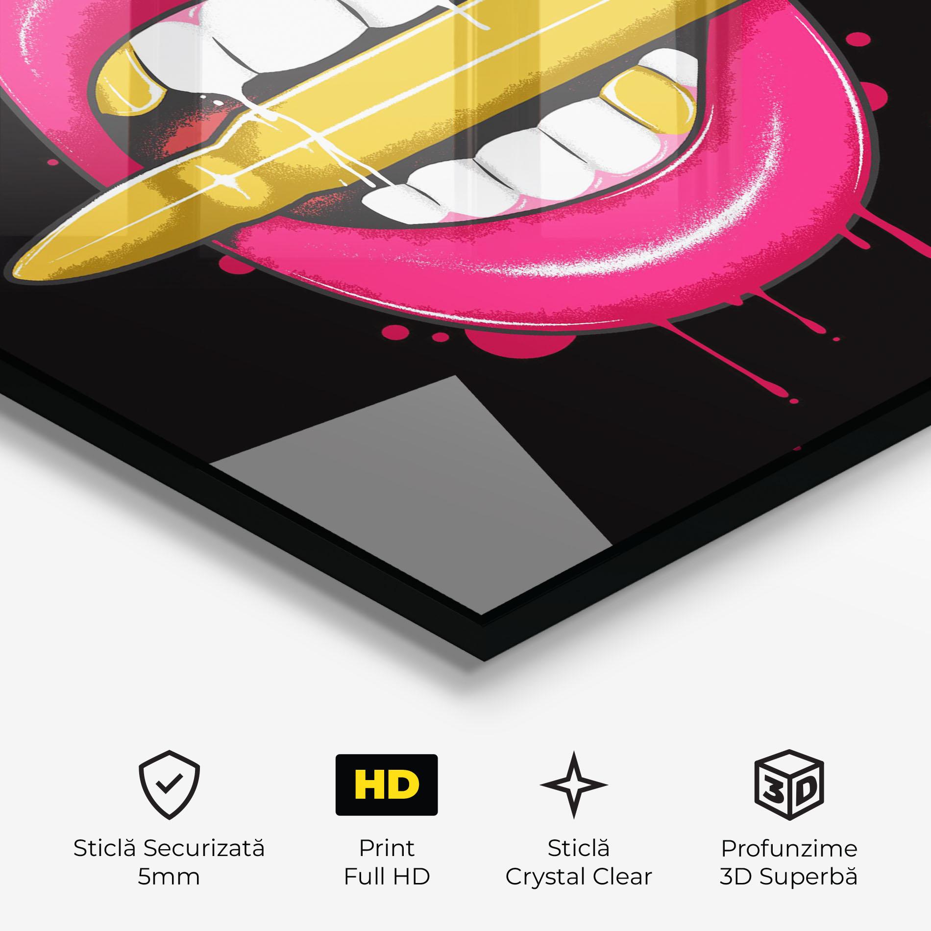Tablou Sticla Pink Bullet Lips mockup 3