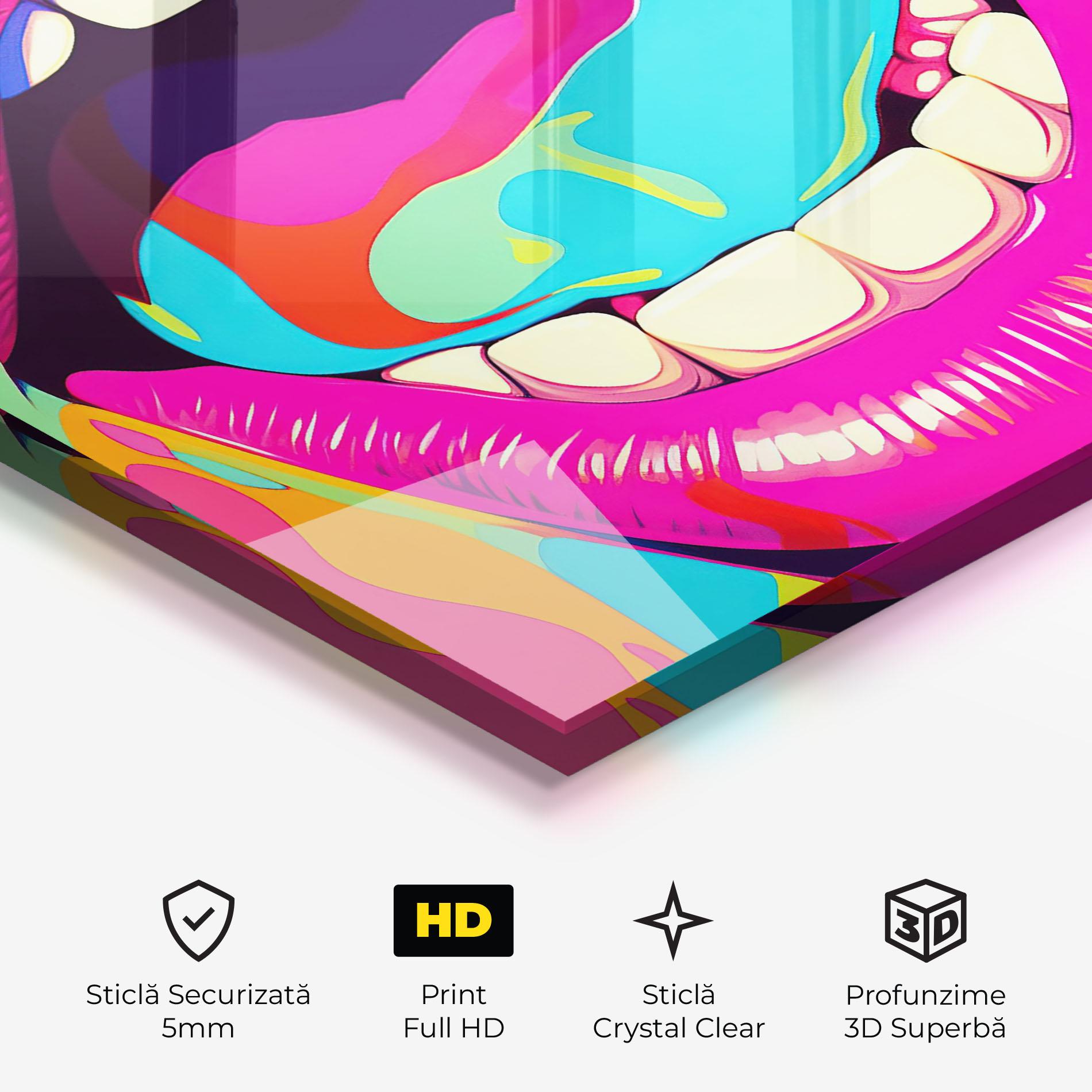 Tablou Sticla Pop Art Mouth mockup 3