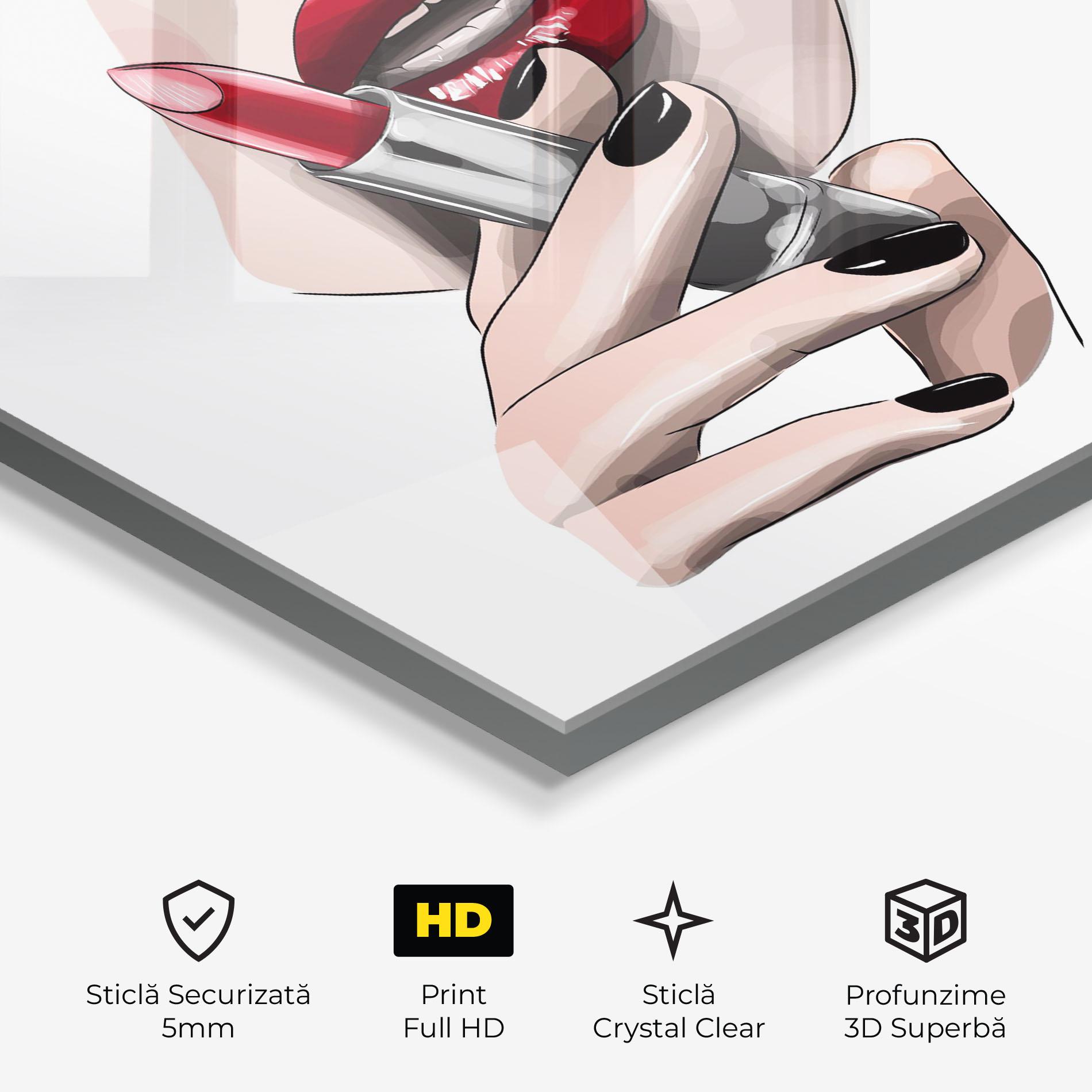 Tablou Sticla Red Lipstick mockup 3