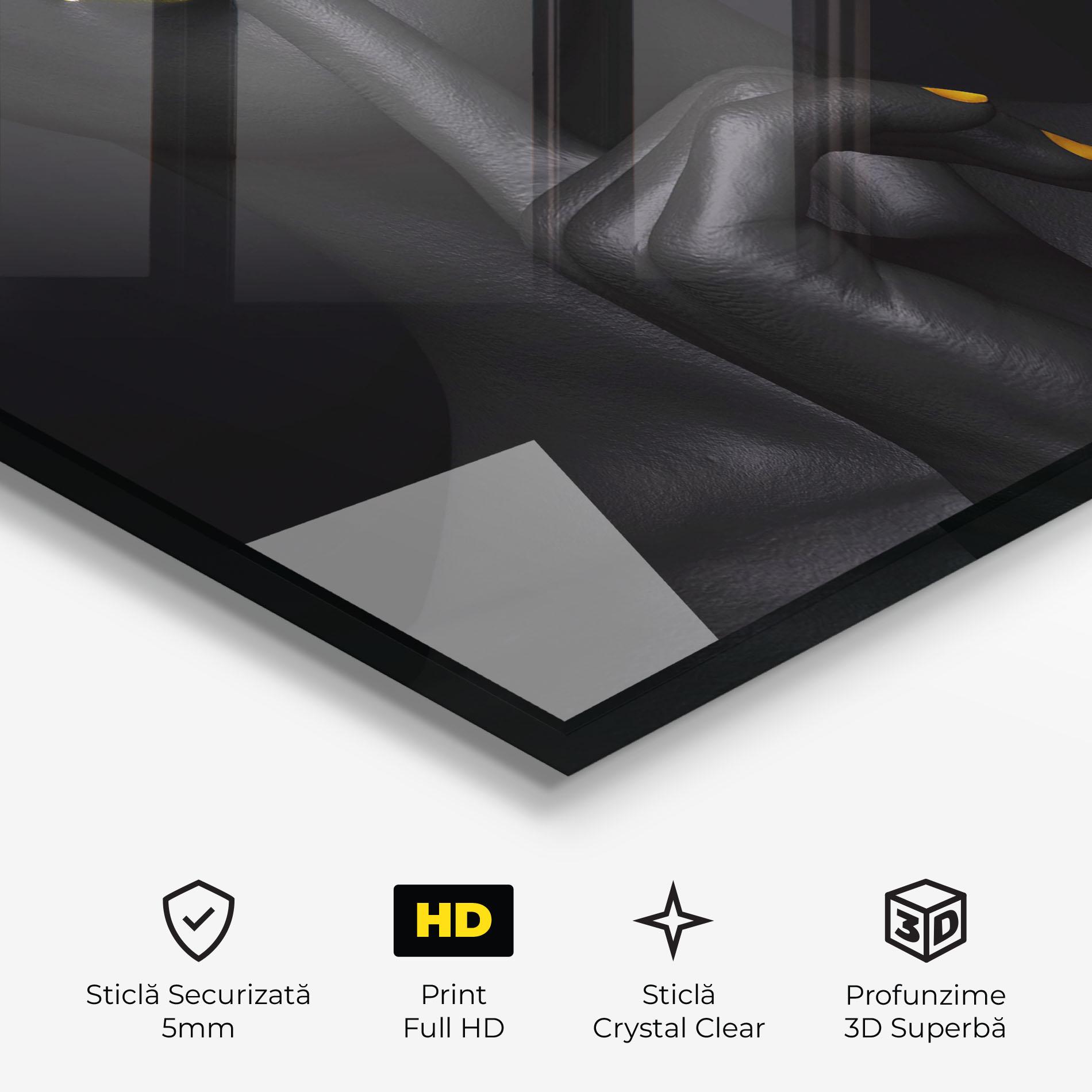 Tablou Sticla Silence Lips Portrait mockup 3