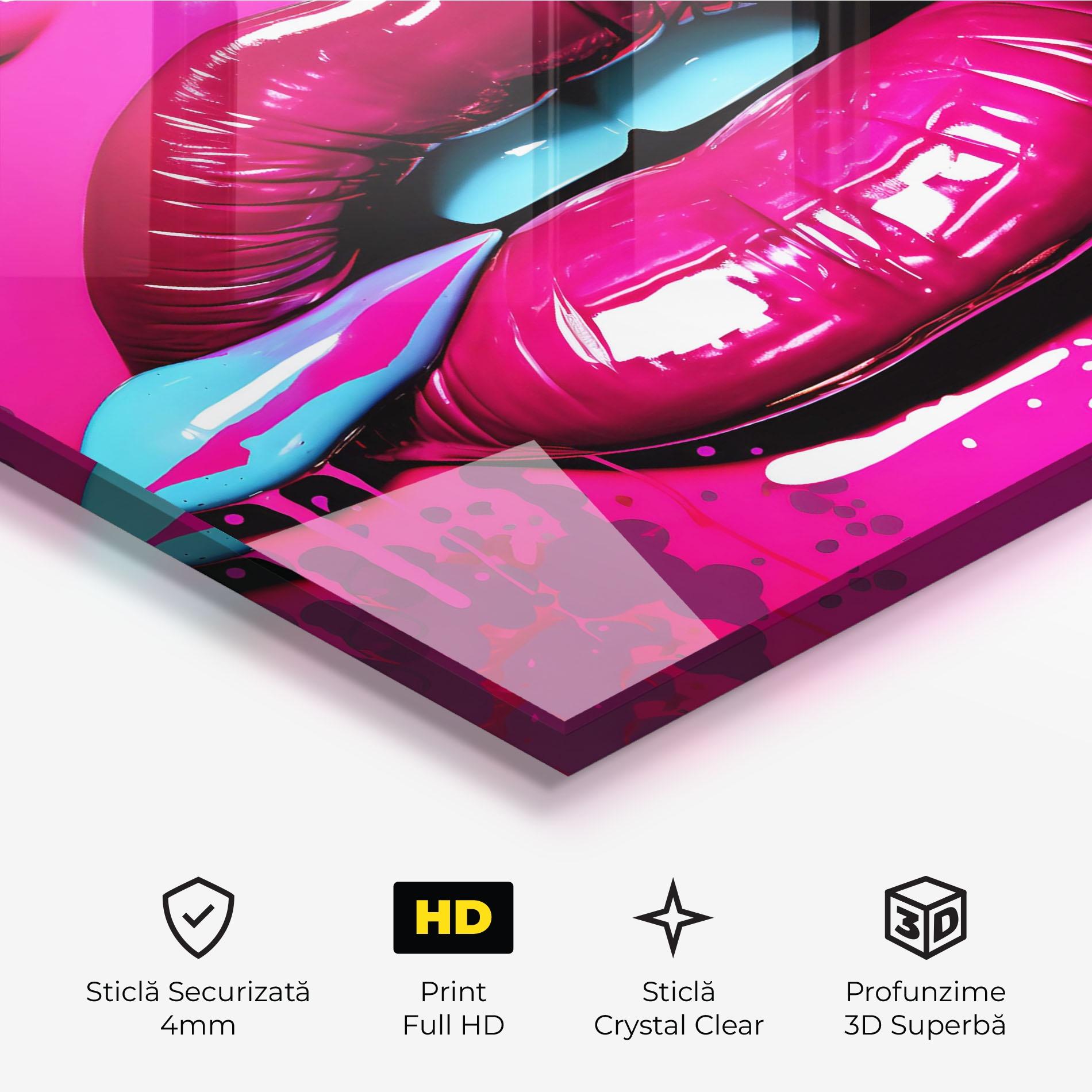Tablou Sticla Dark Pink Lips Art mockup 3