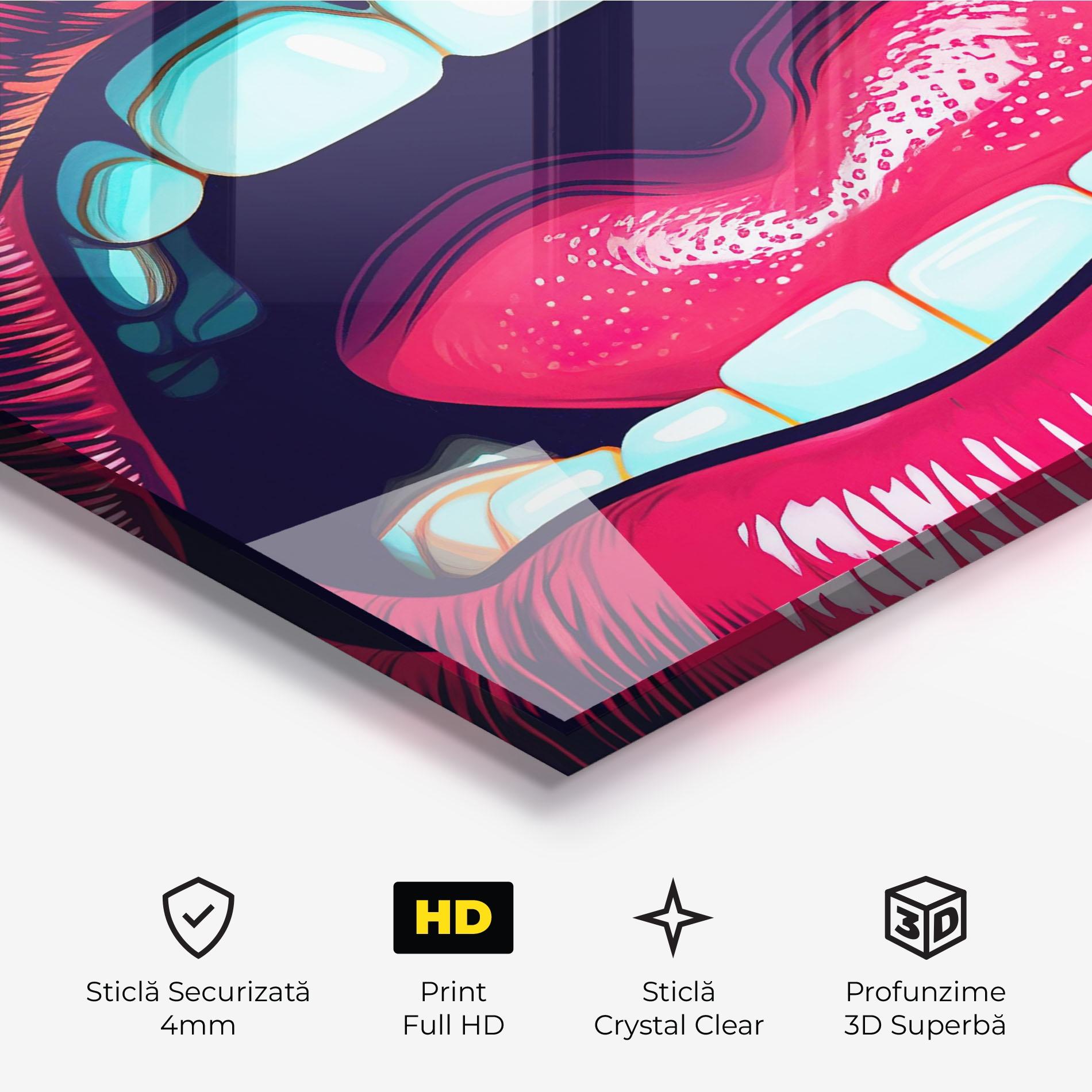 Tablou Sticla Lips Pop Art mockup 3