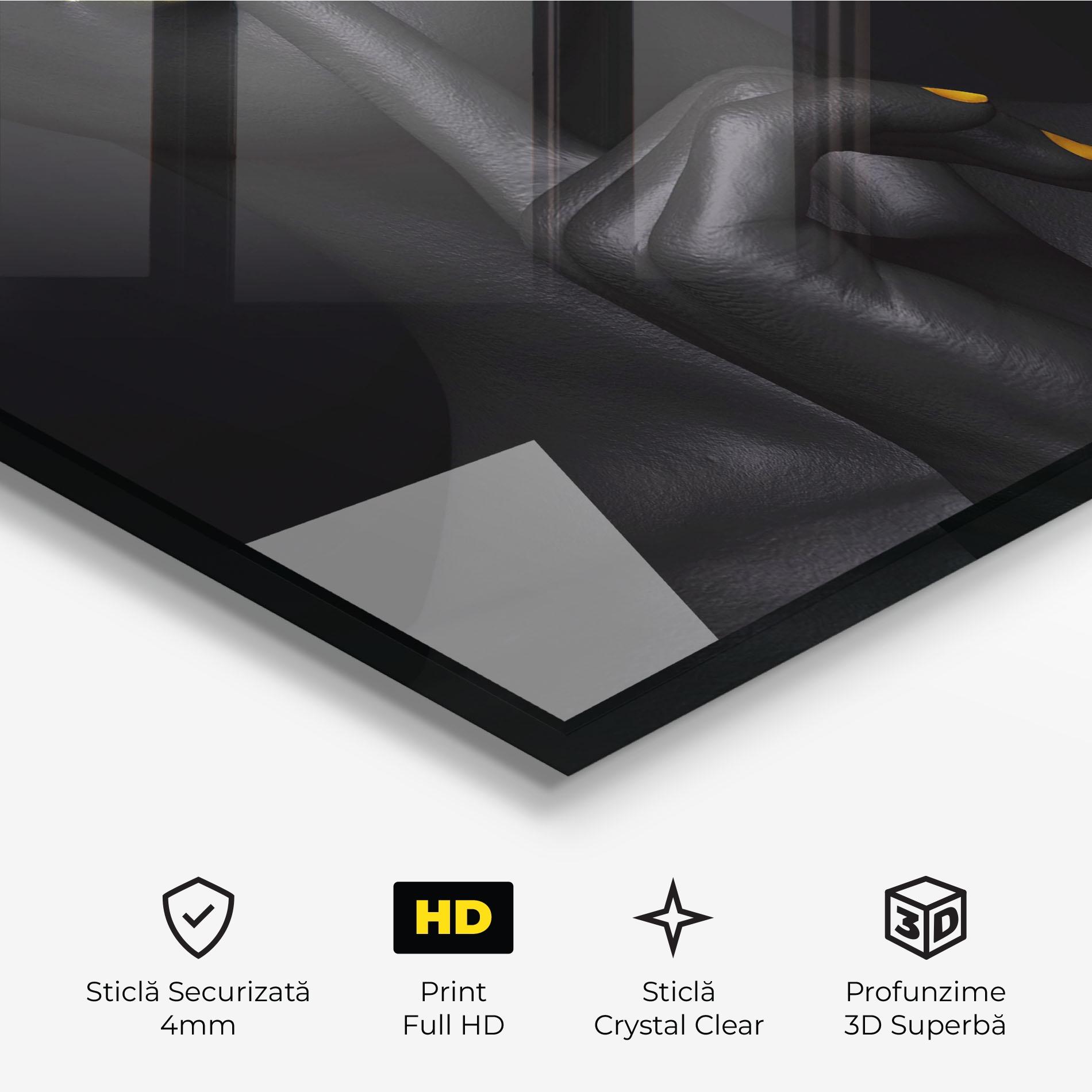 Tablou Sticla Silence Lips Portrait mockup 3