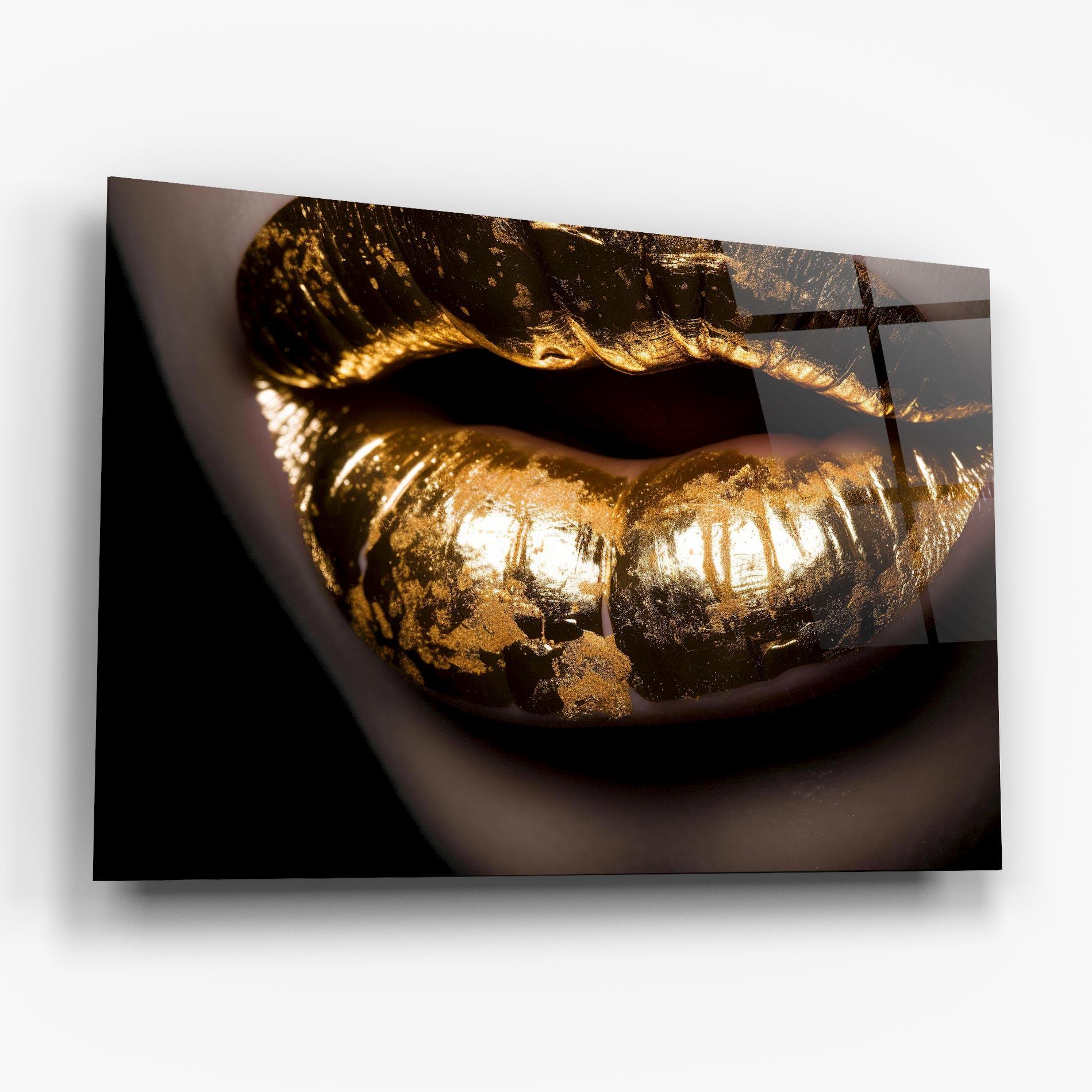 Tablou Sticla Big Gold Lips mockup 6