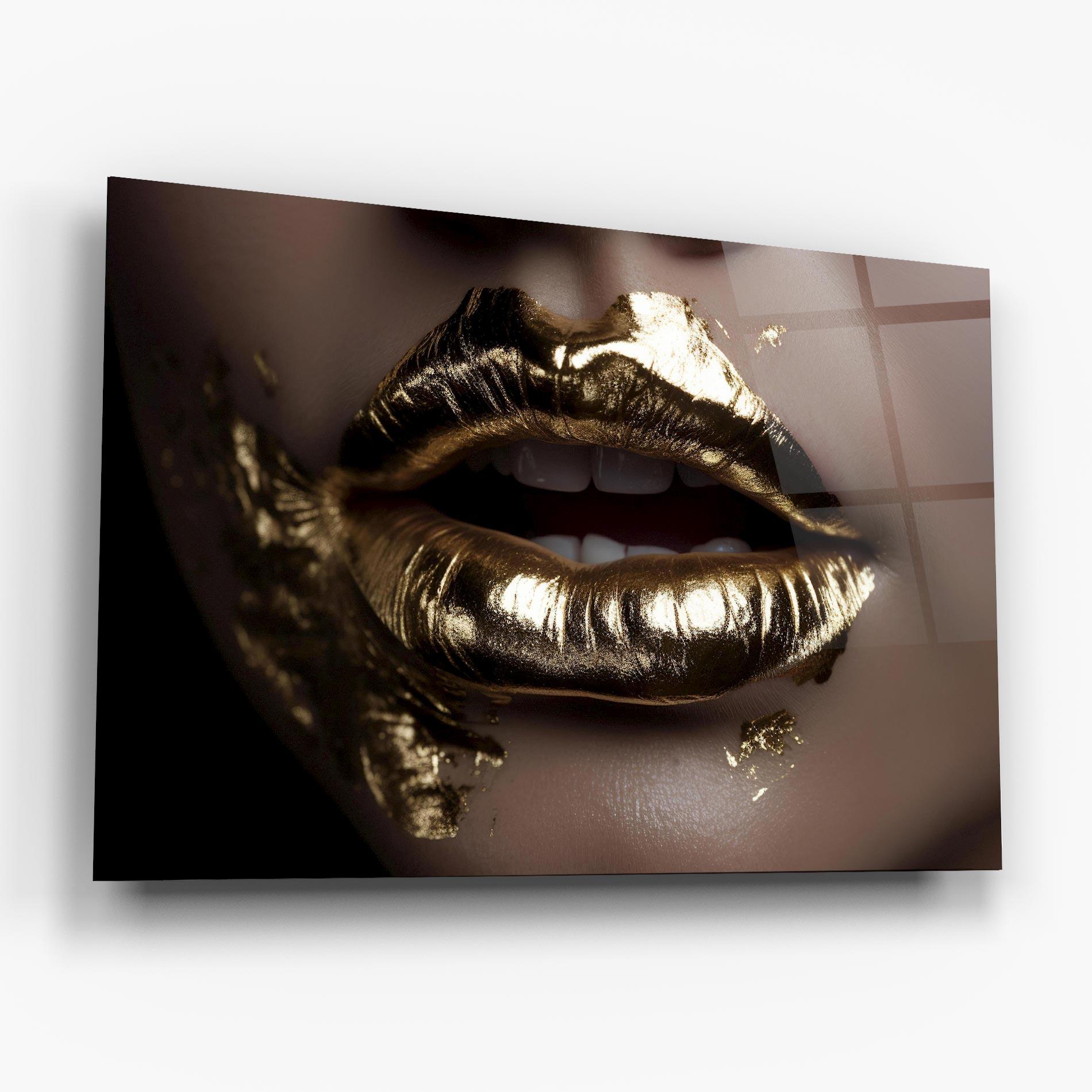 Tablou Sticla Gold Lips mockup 6