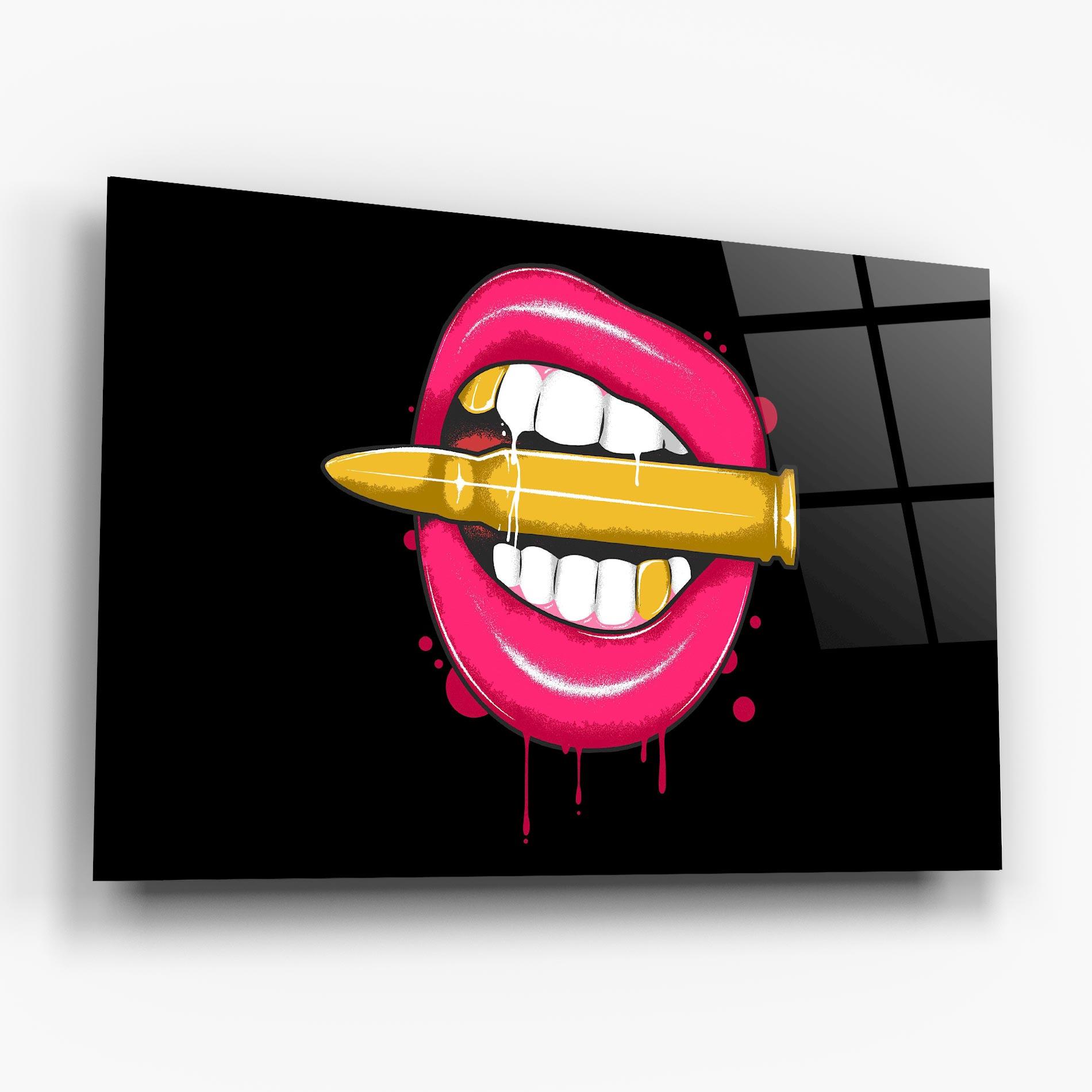 Tablou Sticla Pink Bullet Lips mockup 6