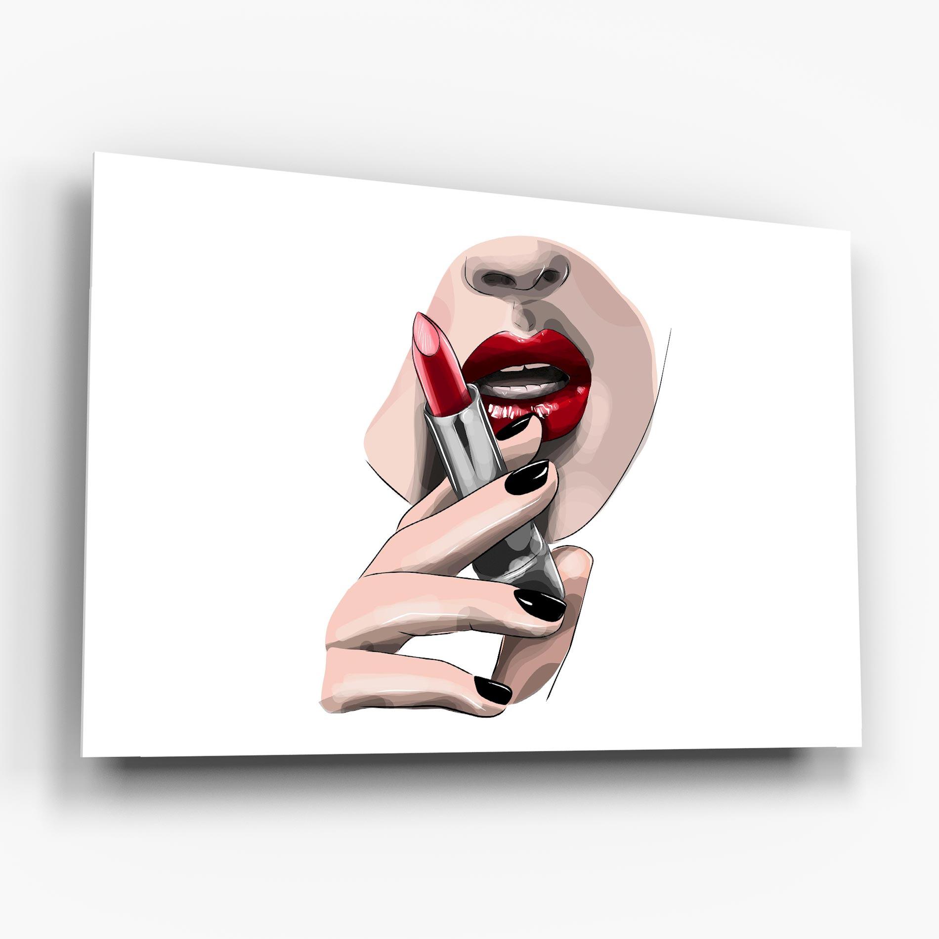 Tablou Sticla Red Lipstick mockup 6