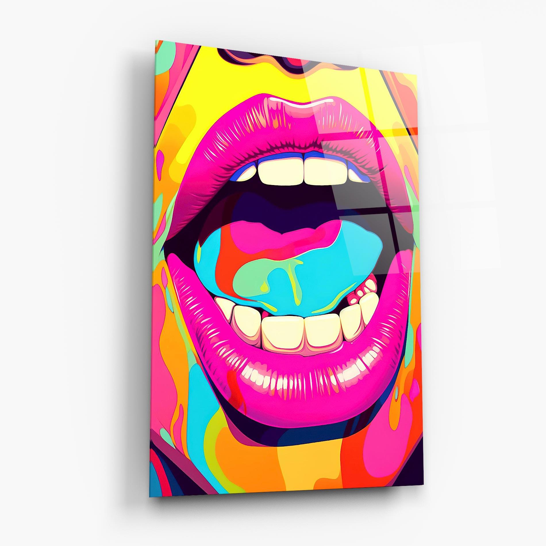 Tablou Sticla Pop Art Mouth mockup 6