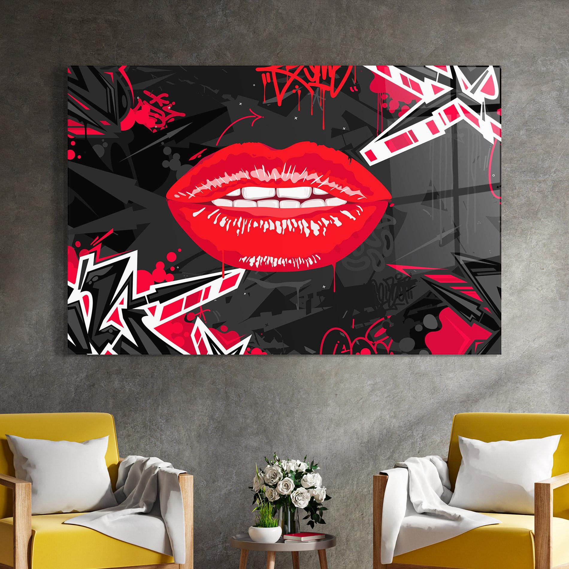 Tablou Sticla Lips Graff mockup 4