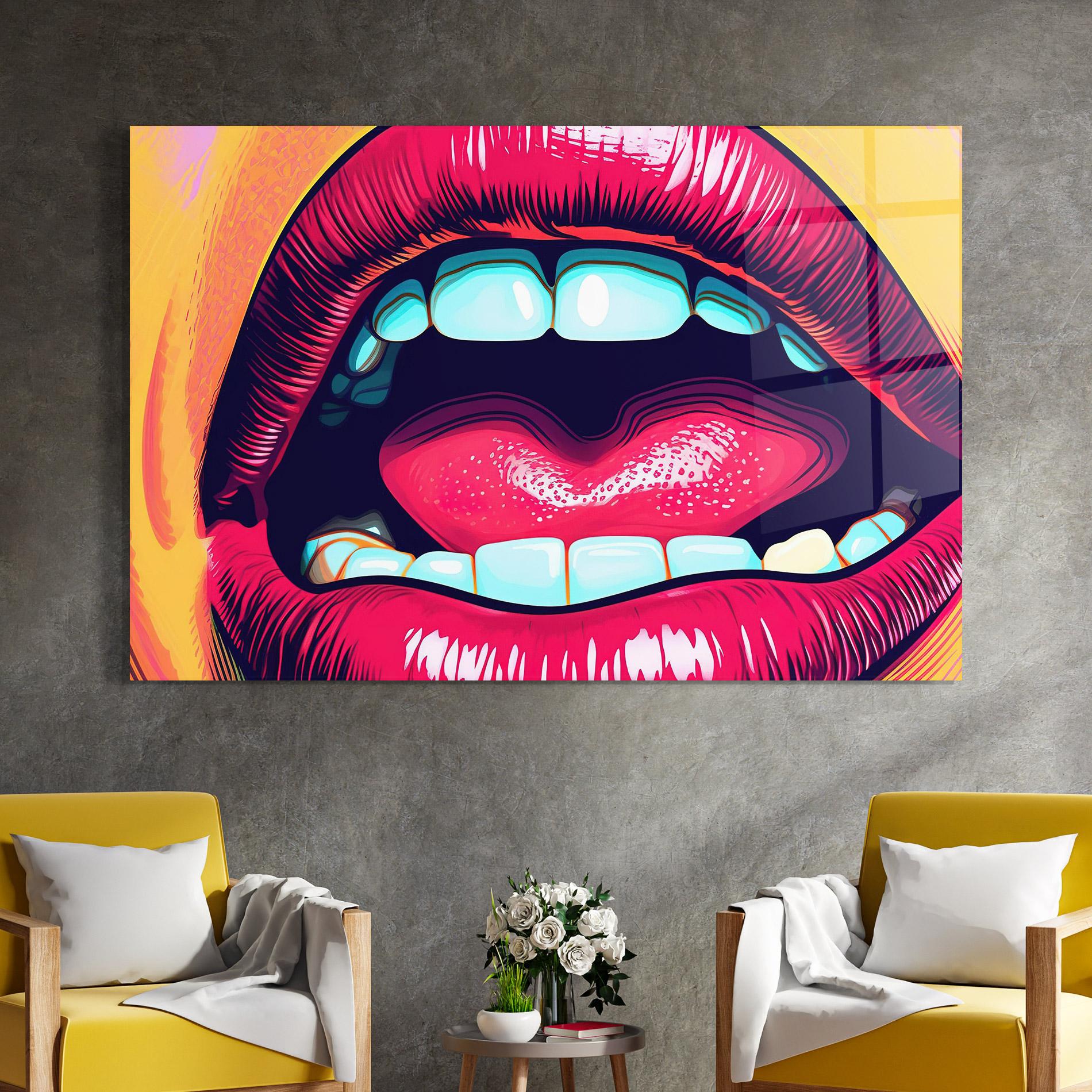 Tablou Sticla Lips Pop Art mockup 4