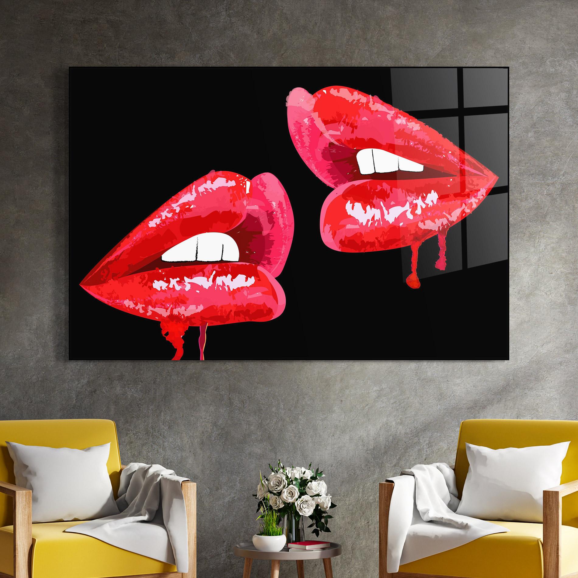 Tablou Sticla Lips Talking mockup 4