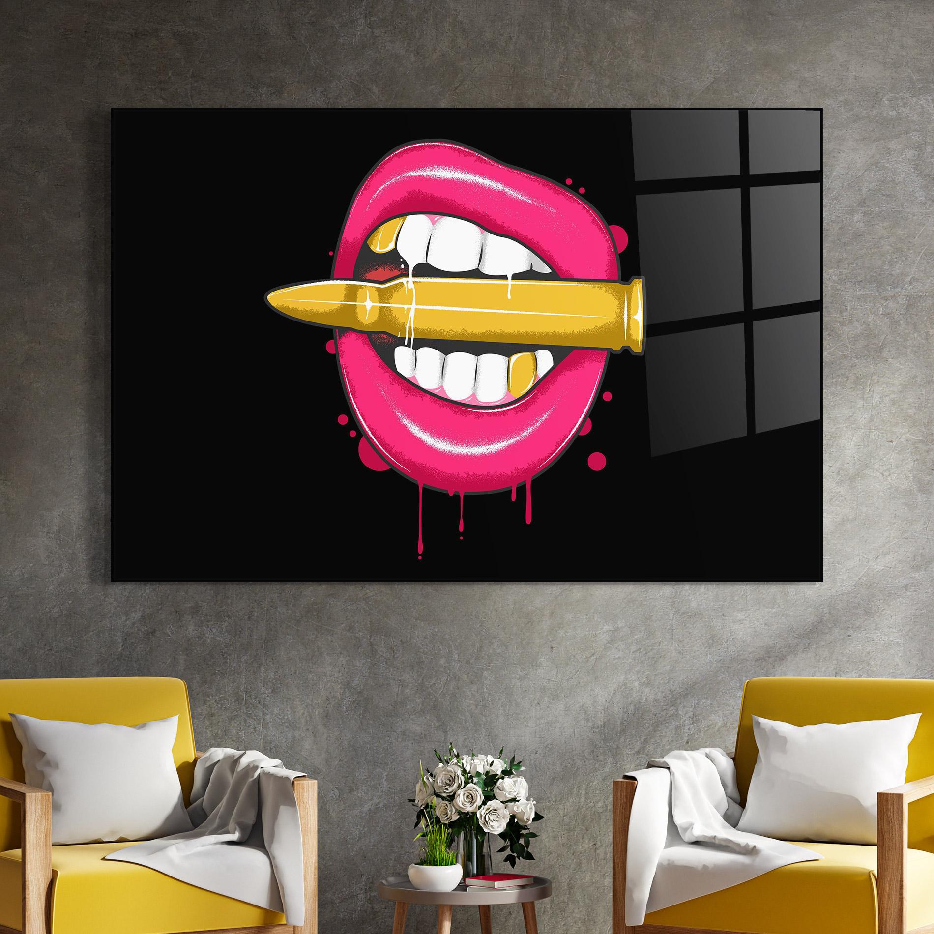 Tablou Sticla Pink Bullet Lips mockup 4