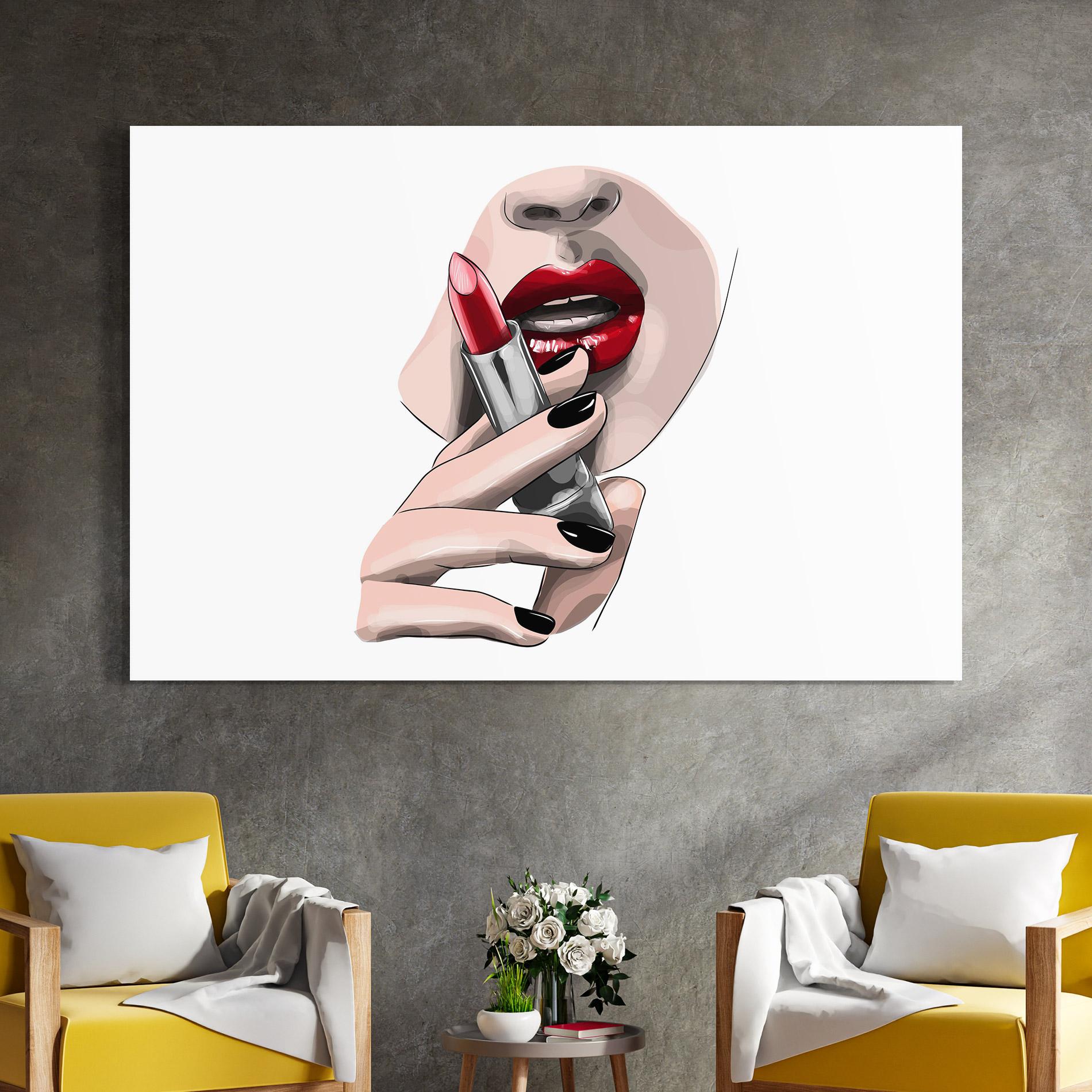 Tablou Sticla Red Lipstick mockup 4