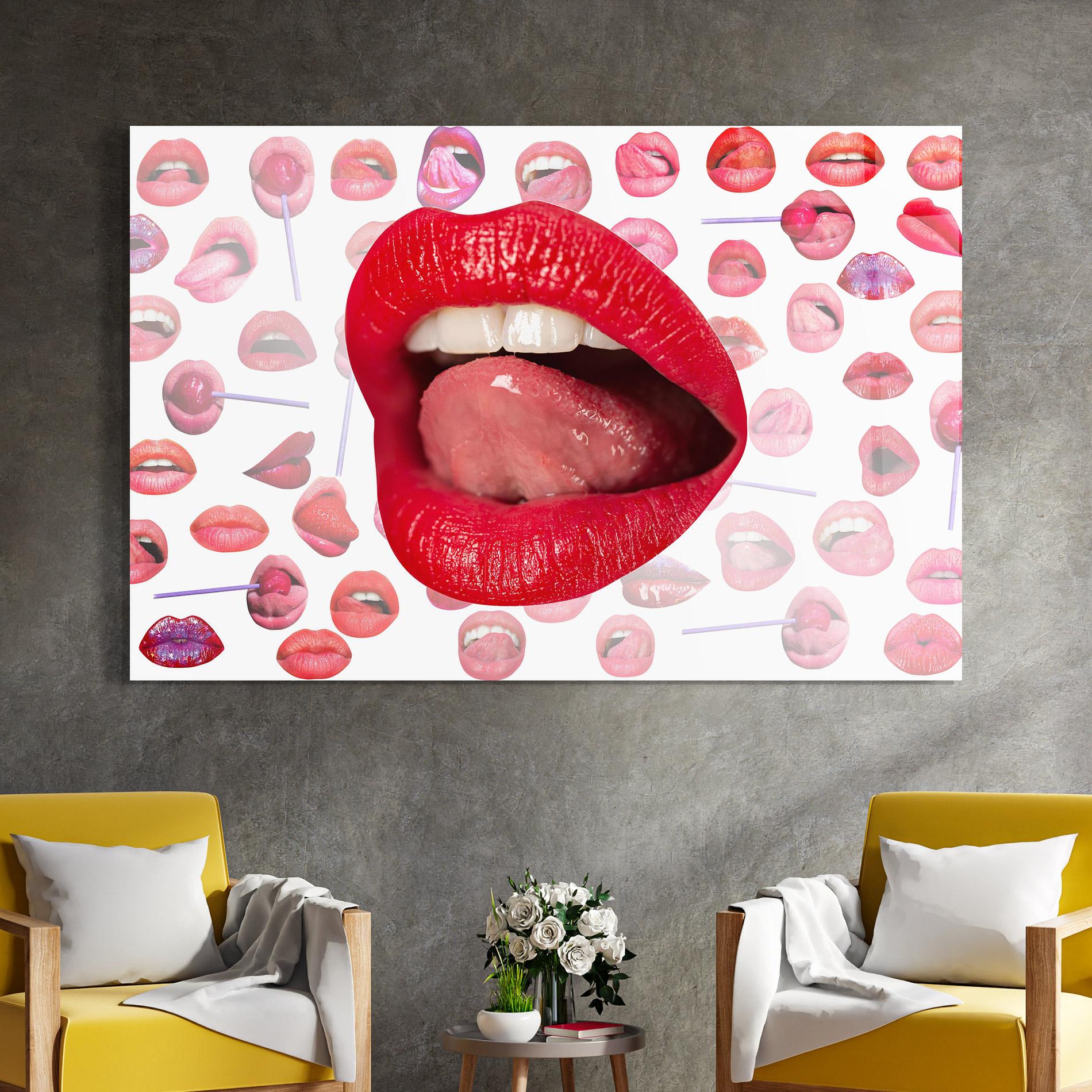 Tablou Sticla Sexy Tongue Licking mockup 4