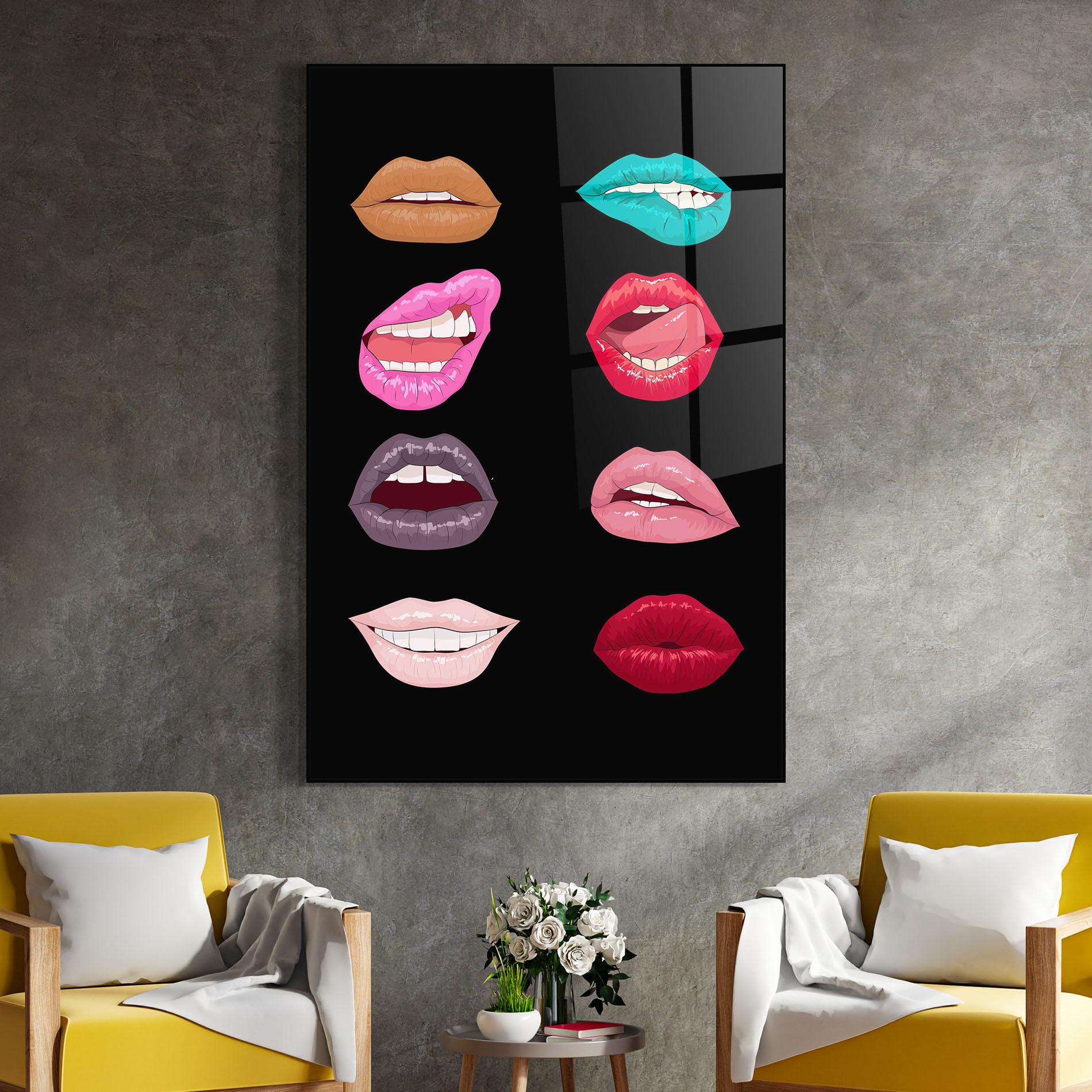 Tablou Sticla Colorful Lips mockup 4