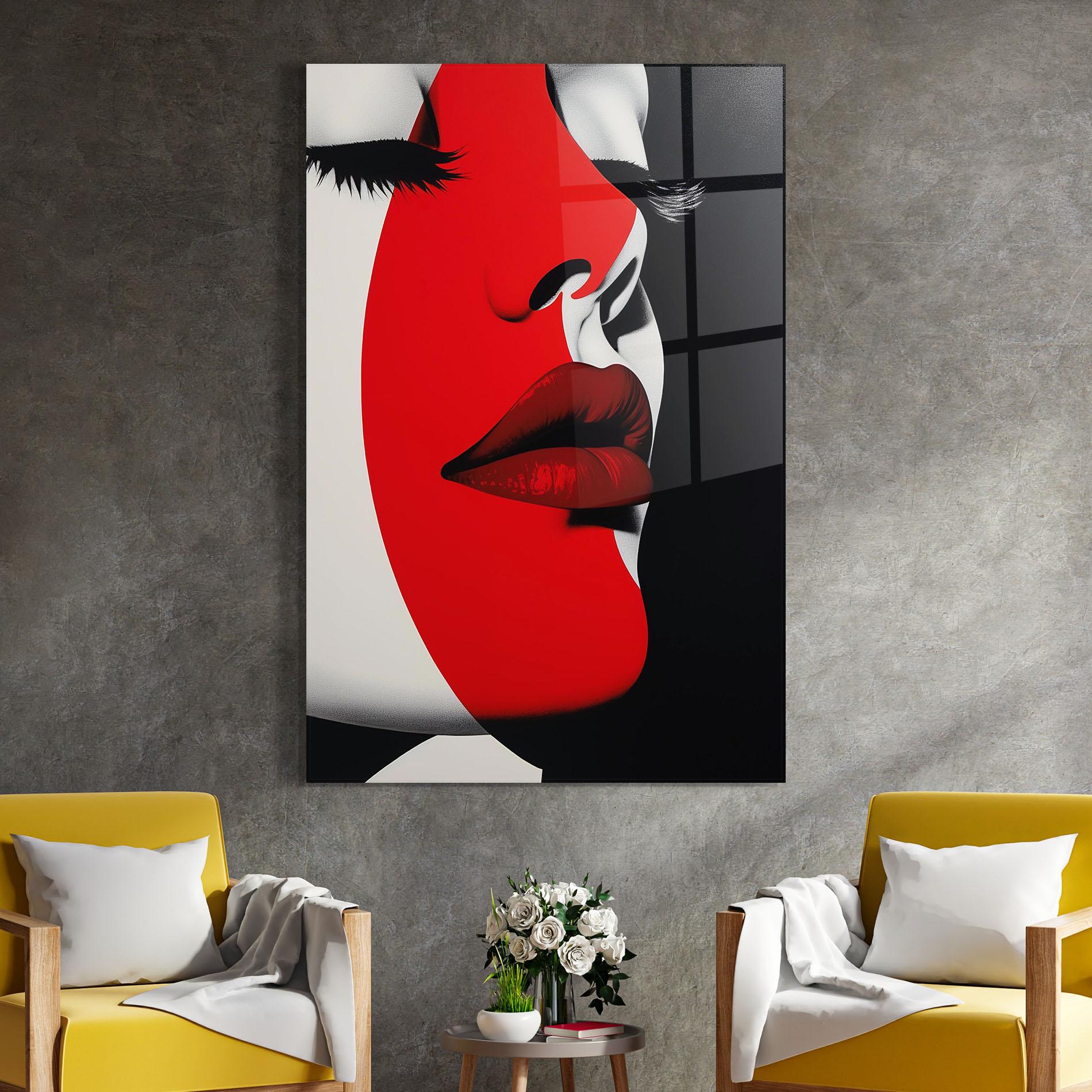 Tablou Sticla Dark Red Lips mockup 4