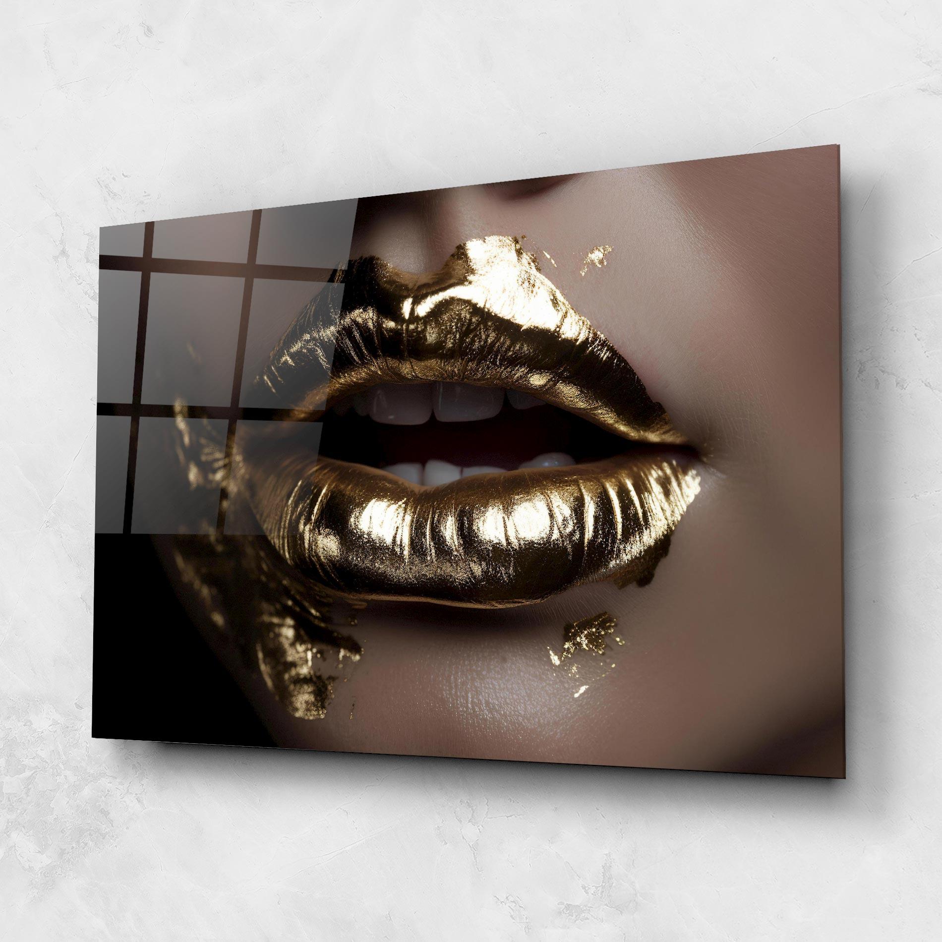 Tablou Sticla Gold Lips mockup 1