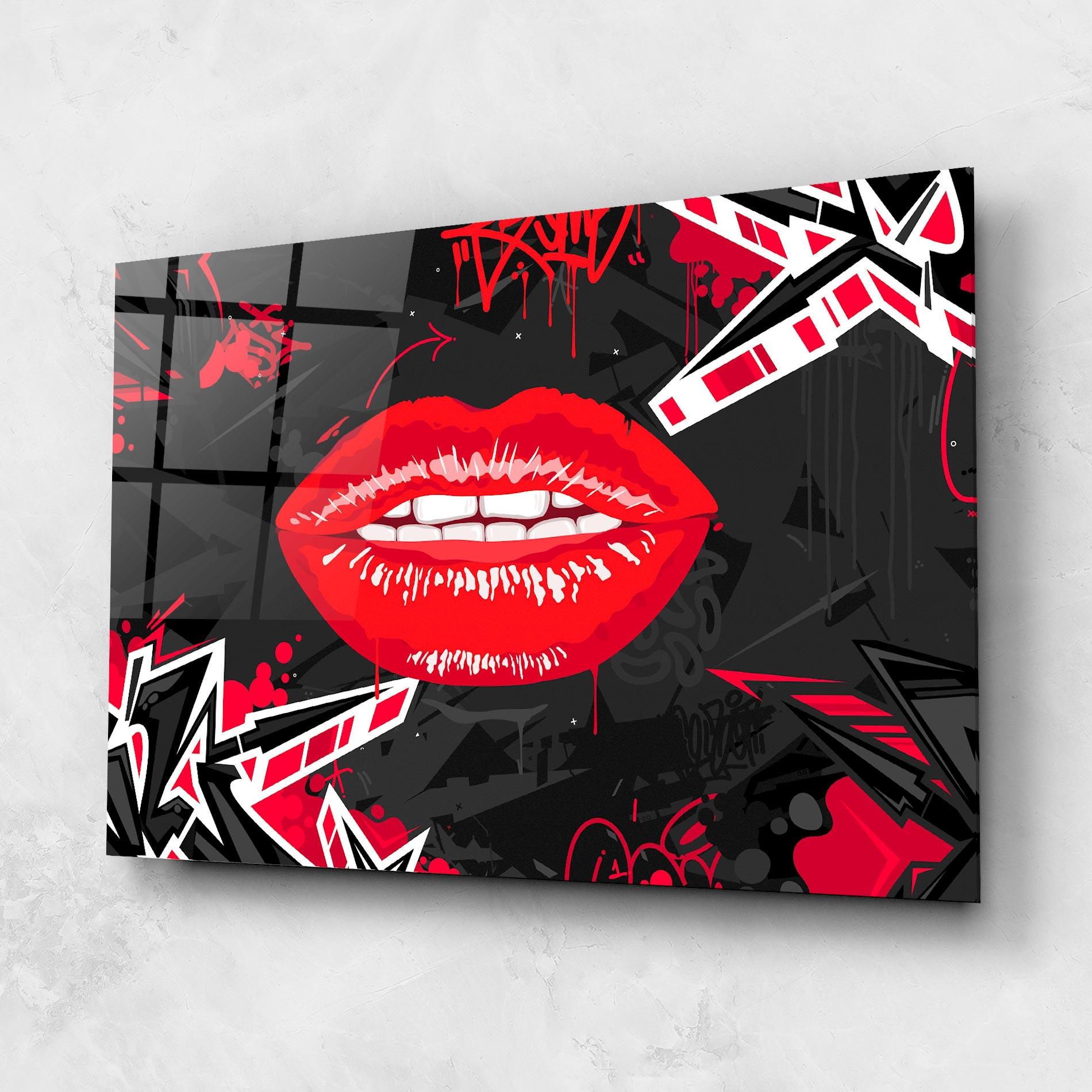 Tablou Sticla Lips Graff mockup 1