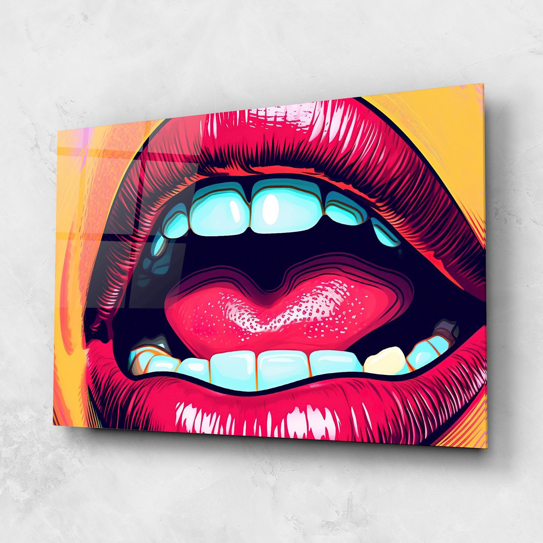 Tablou Sticla Lips Pop Art mockup 1