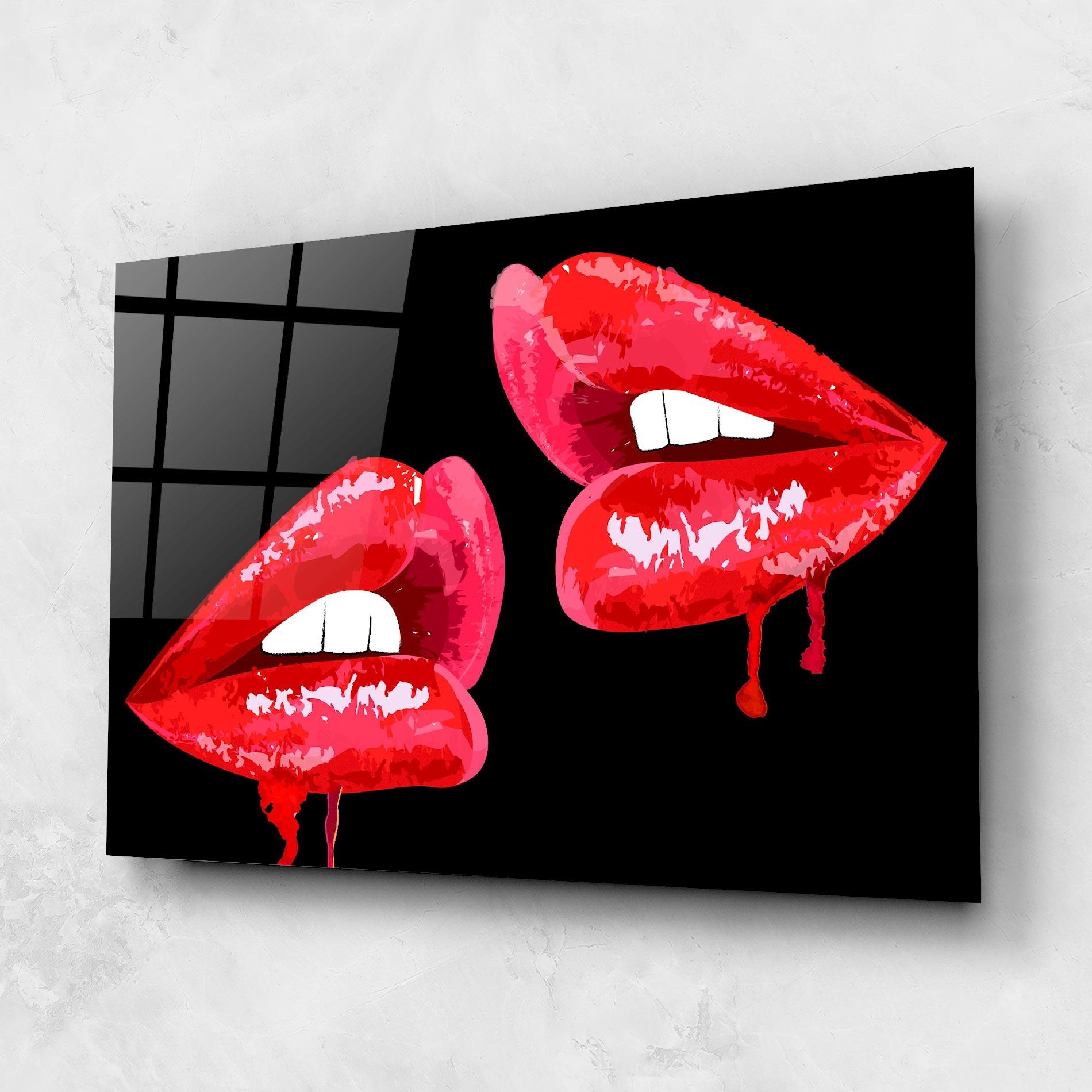 Tablou Sticla Lips Talking mockup 1