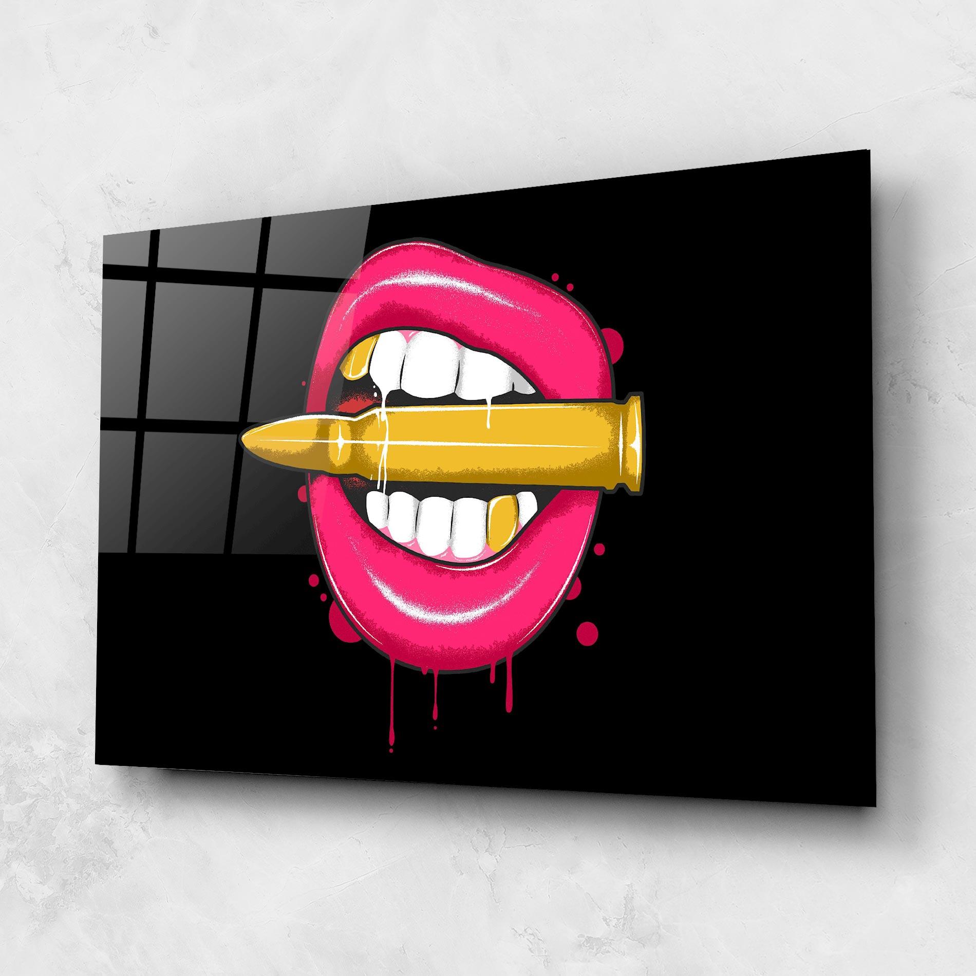 Tablou Sticla Pink Bullet Lips mockup 1