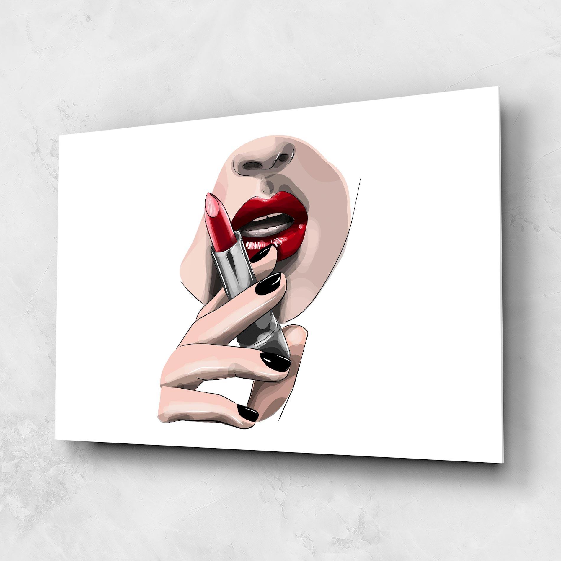 Tablou Sticla Red Lipstick mockup 1