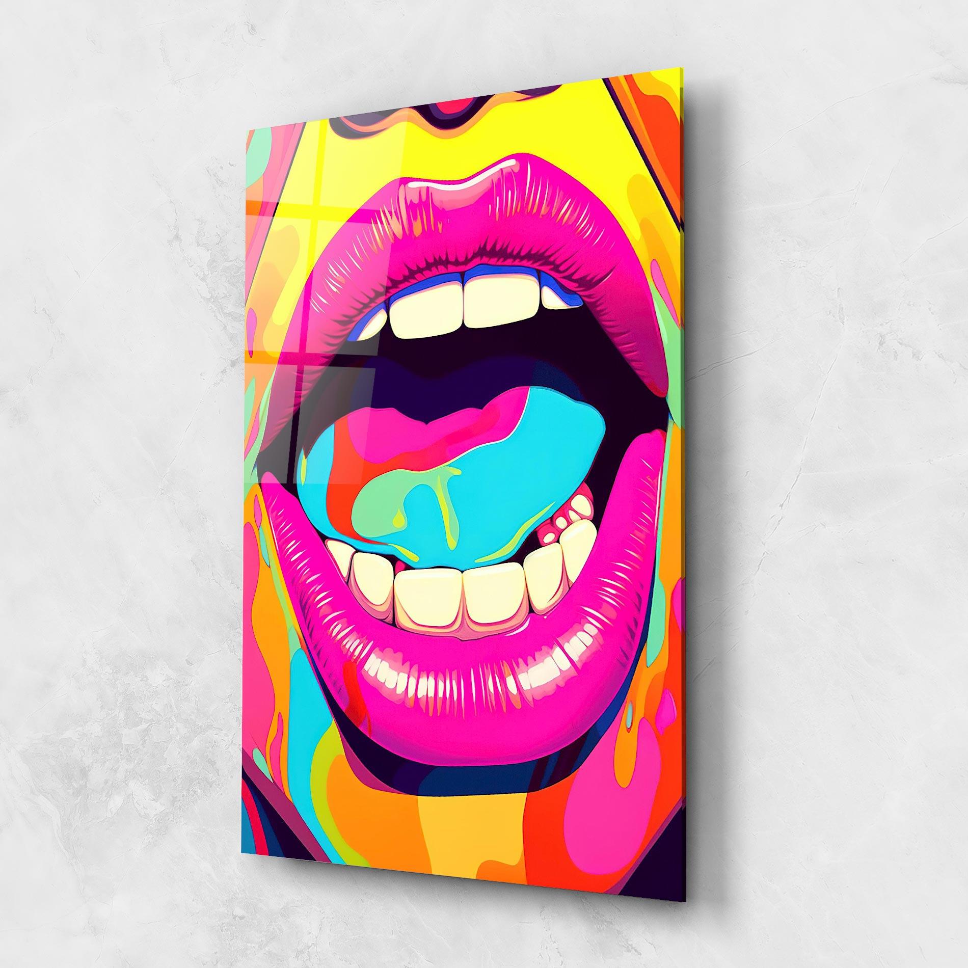 Tablou Sticla Pop Art Mouth mockup 1