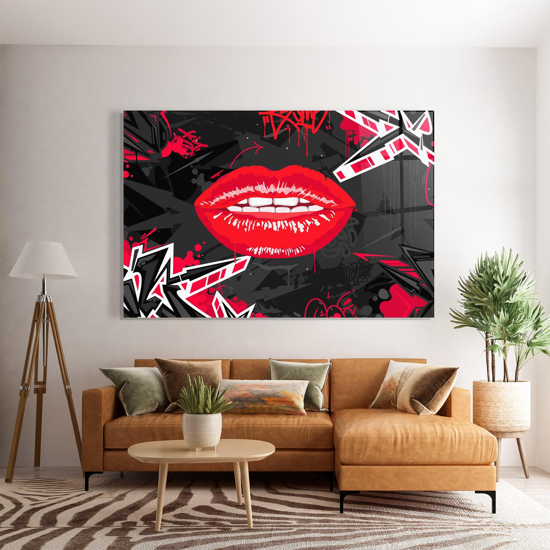 Tablou Sticla Lips Graff mockup 7
