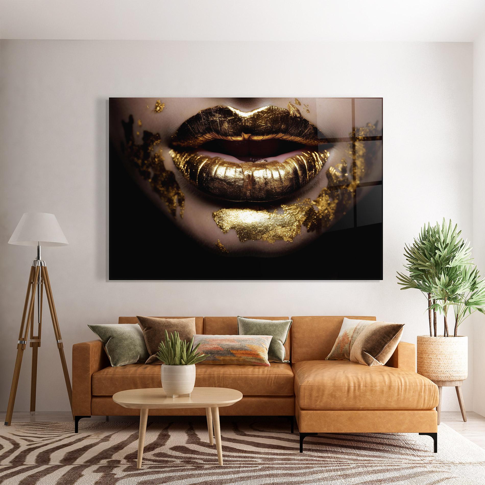 Tablou Sticla Open Golden Lips mockup 7
