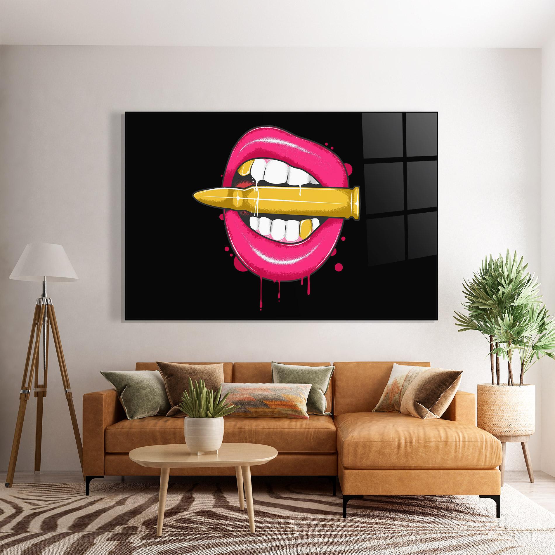 Tablou Sticla Pink Bullet Lips mockup 7