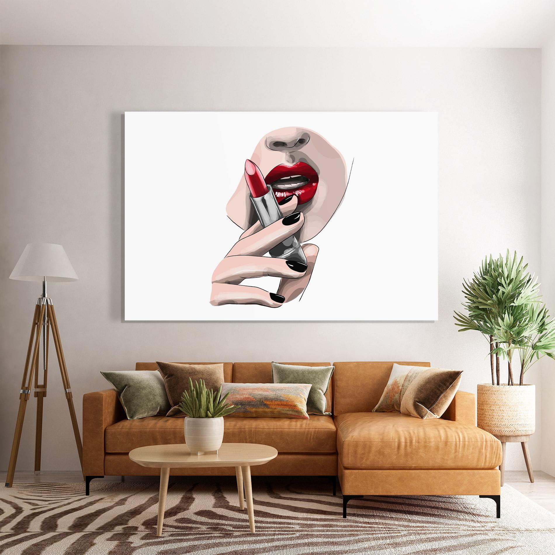 Tablou Sticla Red Lipstick mockup 7