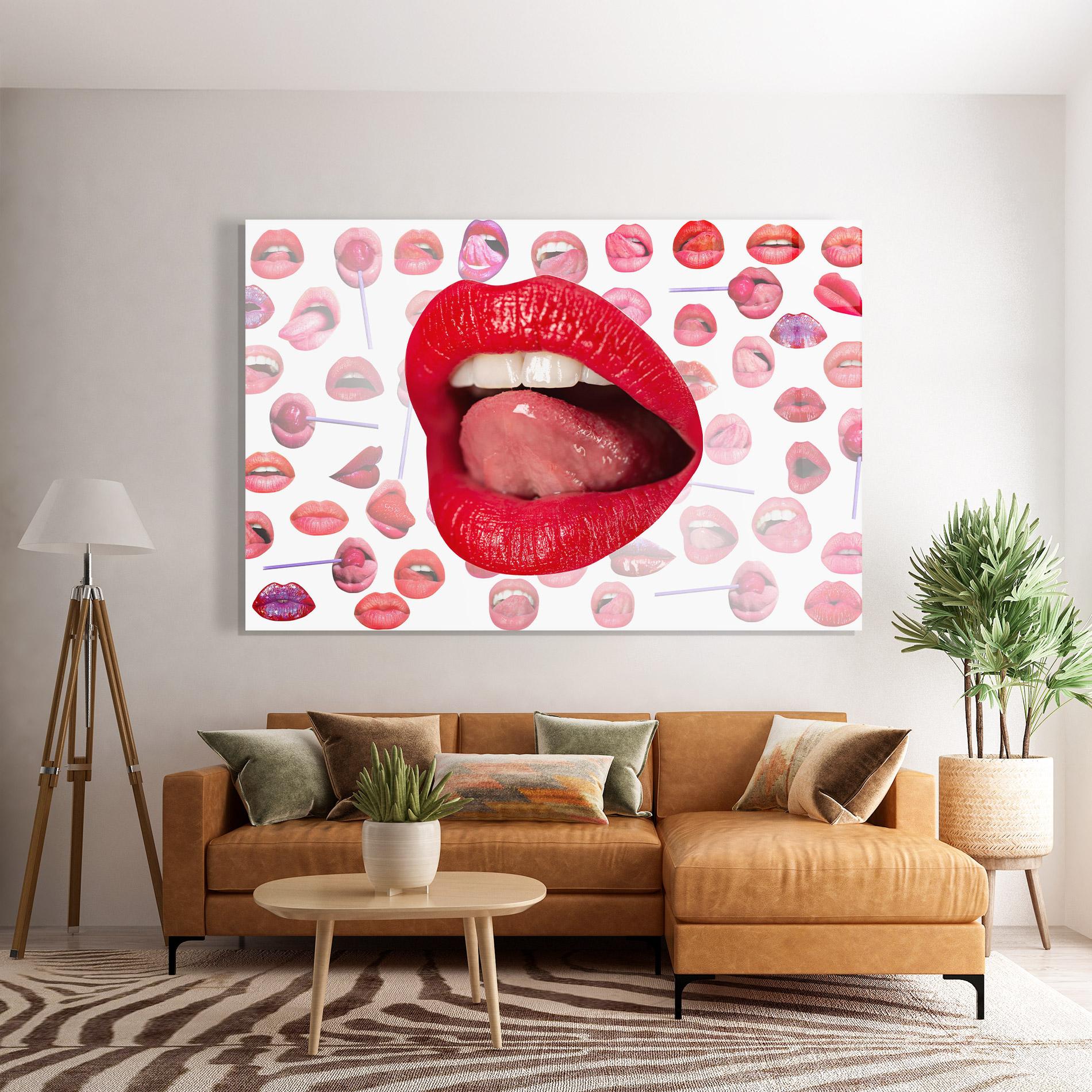 Tablou Sticla Sexy Tongue Licking mockup 7